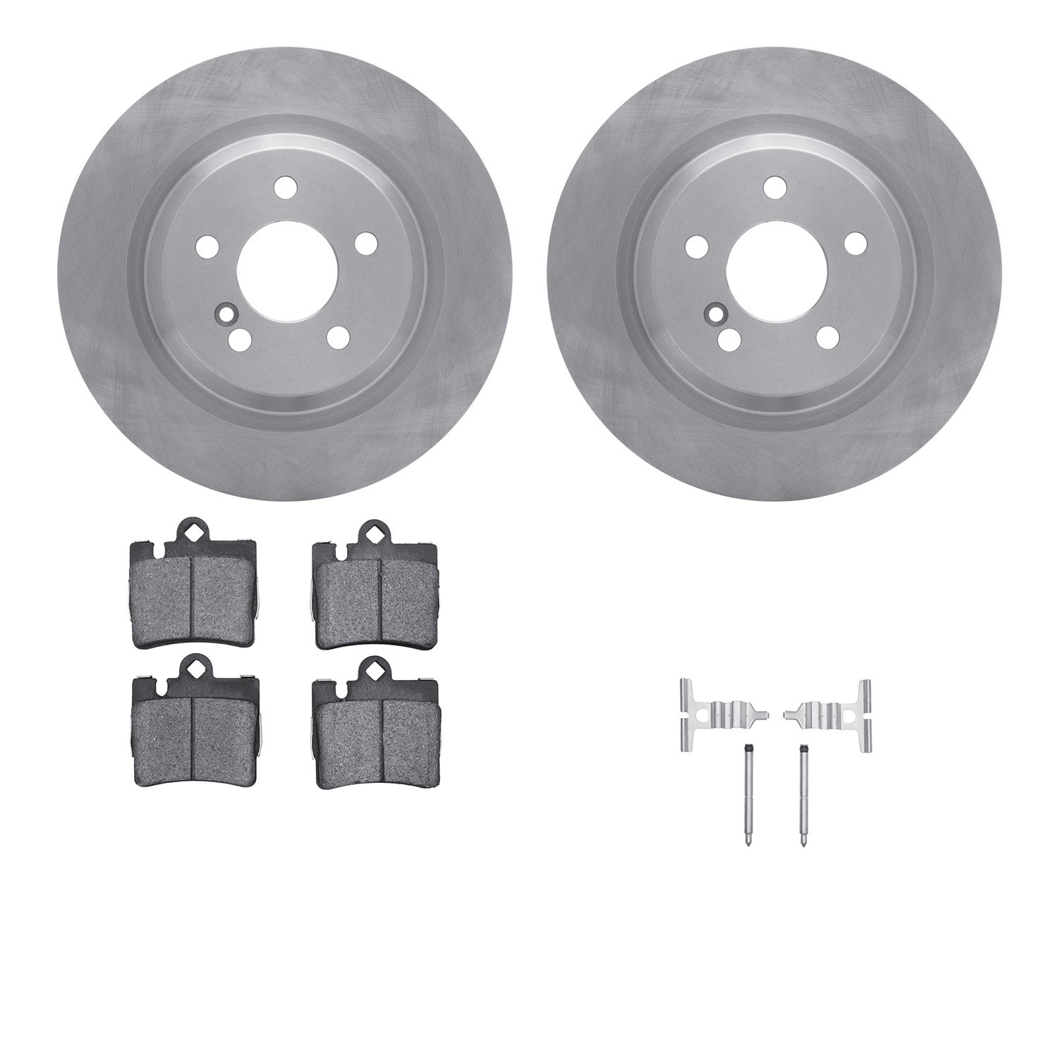 6312-63091 Brake Rotors with 3000-Series Ceramic Brake Pads Kit with Hardware, 2001-2002 Mercedes-Benz, Position: Rear