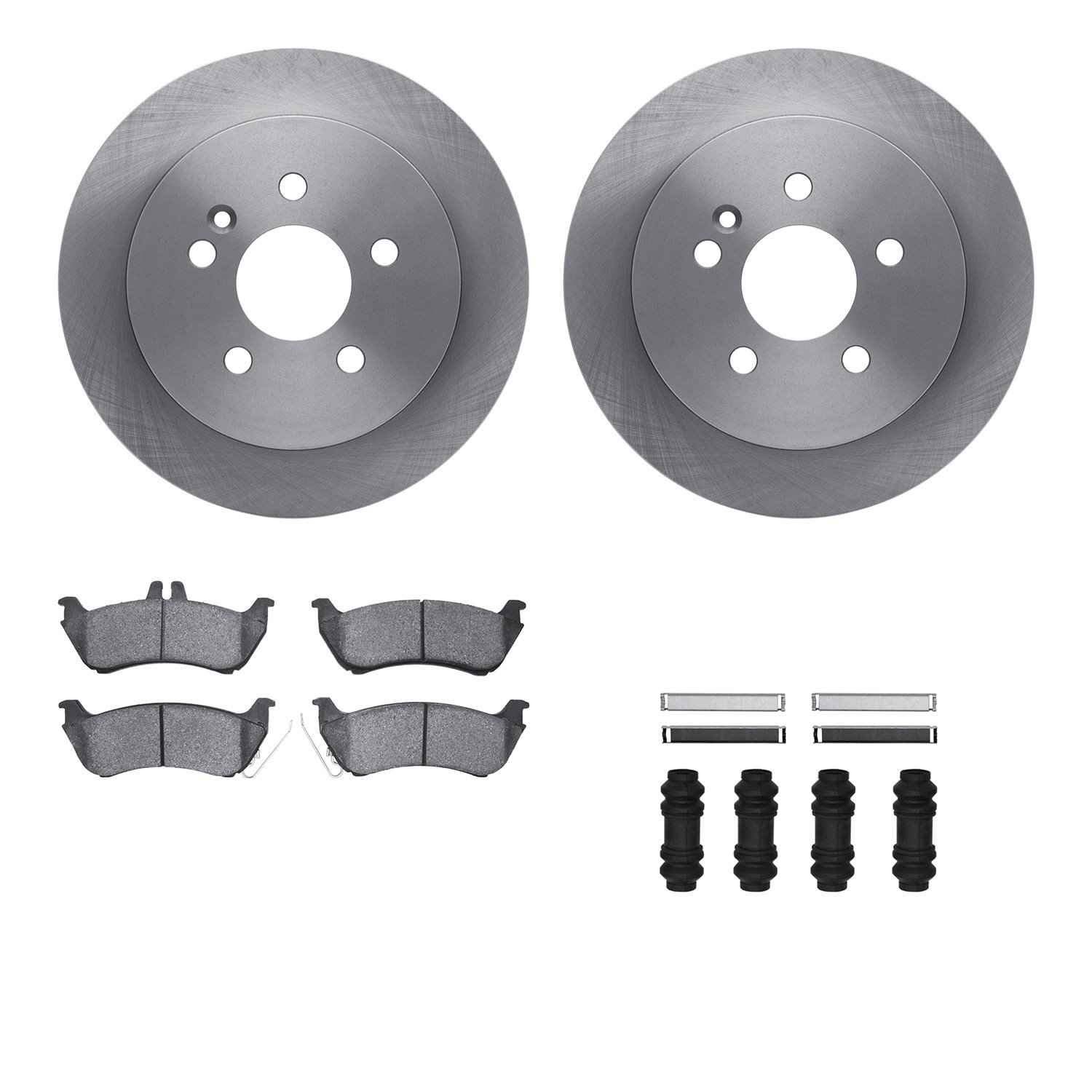 6312-63097 Brake Rotors with 3000-Series Ceramic Brake Pads Kit with Hardware, 1998-2005 Mercedes-Benz, Position: Rear