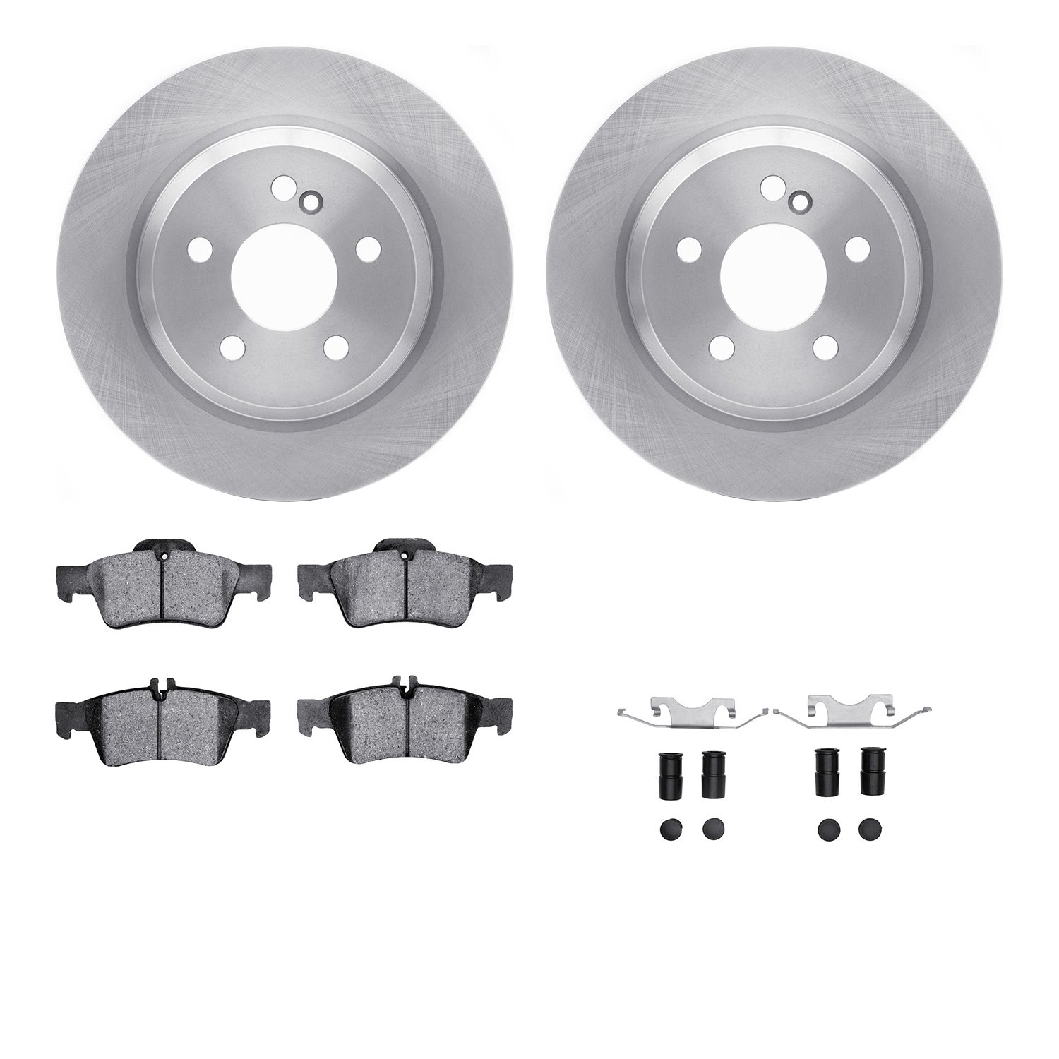 6312-63115 Brake Rotors with 3000-Series Ceramic Brake Pads Kit with Hardware, 2003-2017 Mercedes-Benz, Position: Rear