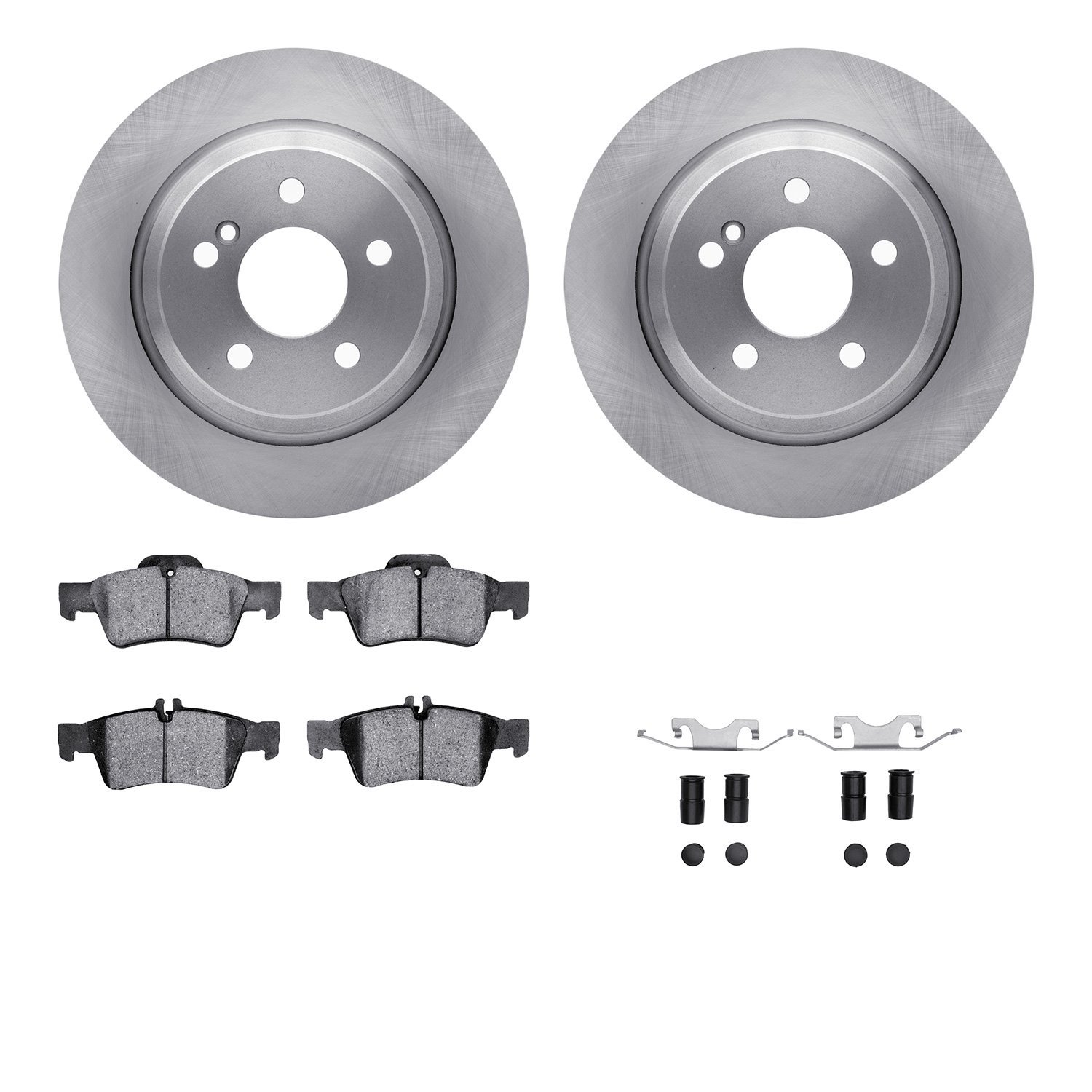 6312-63116 Brake Rotors with 3000-Series Ceramic Brake Pads Kit with Hardware, 2003-2006 Mercedes-Benz, Position: Rear