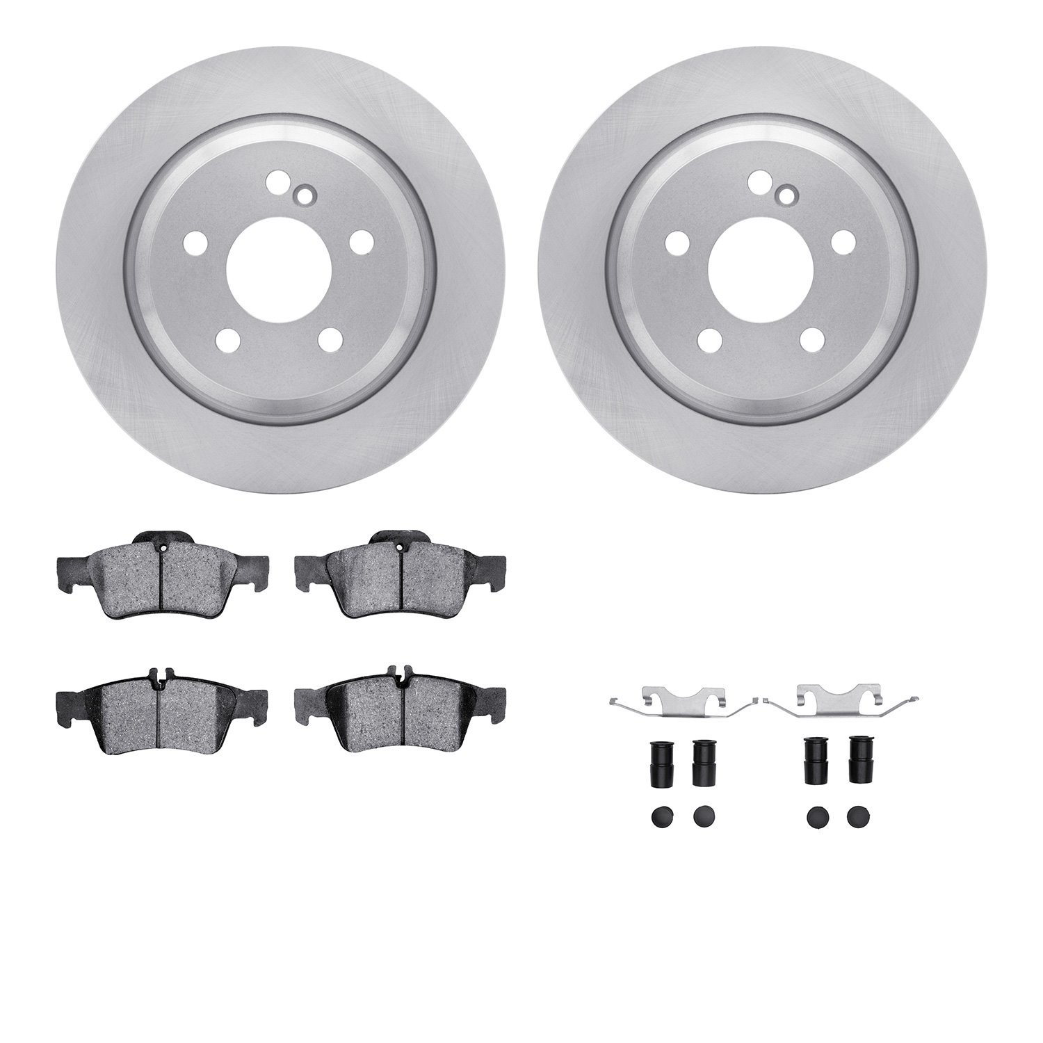 6312-63120 Brake Rotors with 3000-Series Ceramic Brake Pads Kit with Hardware, 2007-2013 Mercedes-Benz, Position: Rear