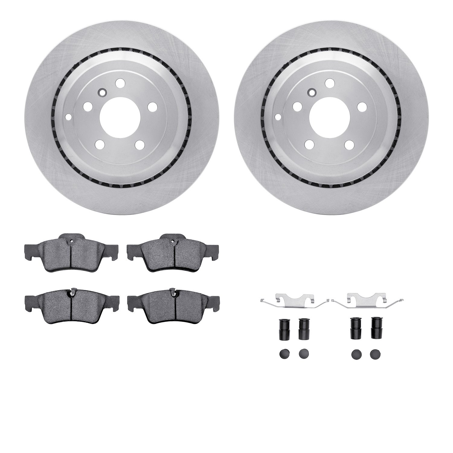 6312-63127 Brake Rotors with 3000-Series Ceramic Brake Pads Kit with Hardware, 2006-2012 Mercedes-Benz, Position: Rear
