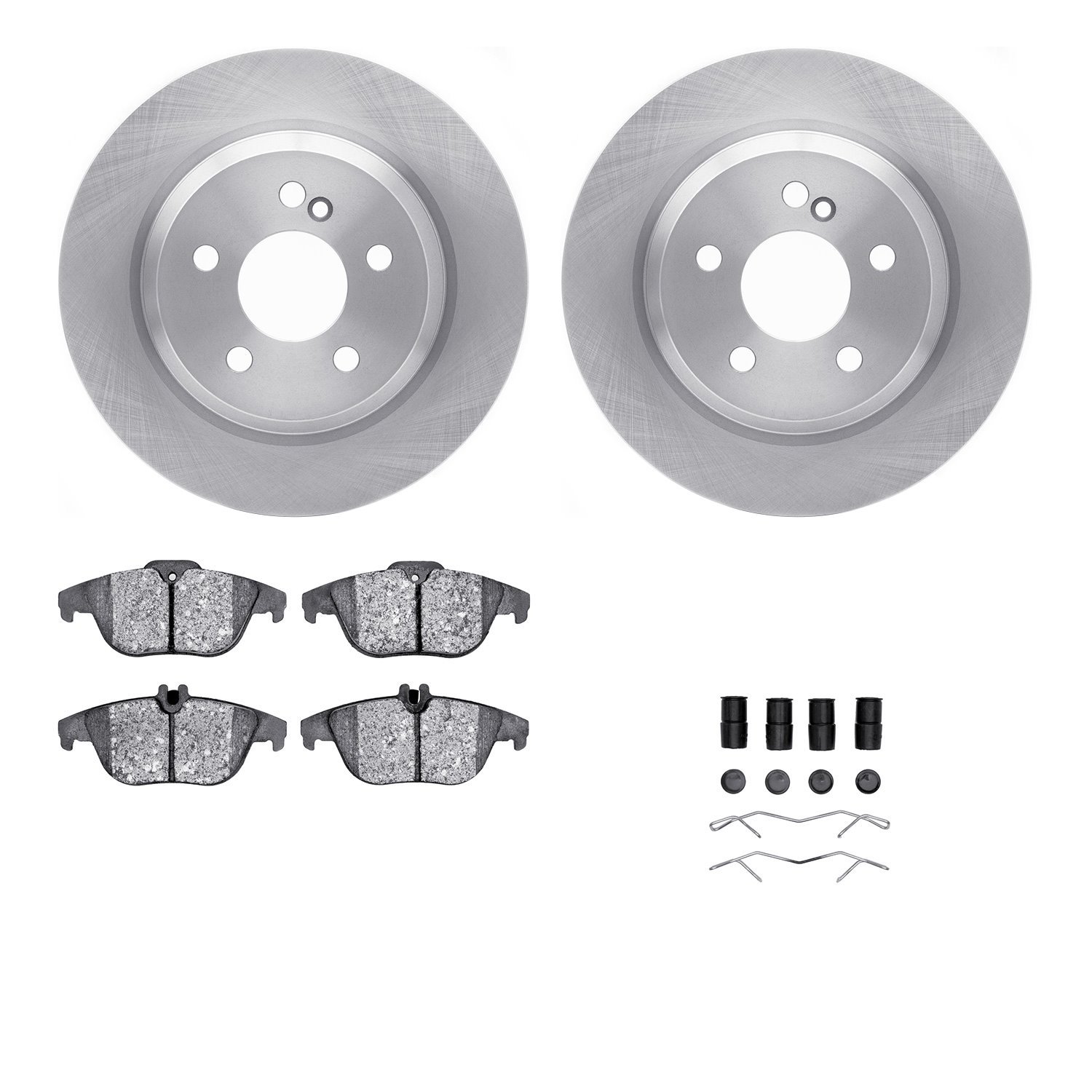 6312-63149 Brake Rotors with 3000-Series Ceramic Brake Pads Kit with Hardware, 2009-2015 Mercedes-Benz, Position: Rear