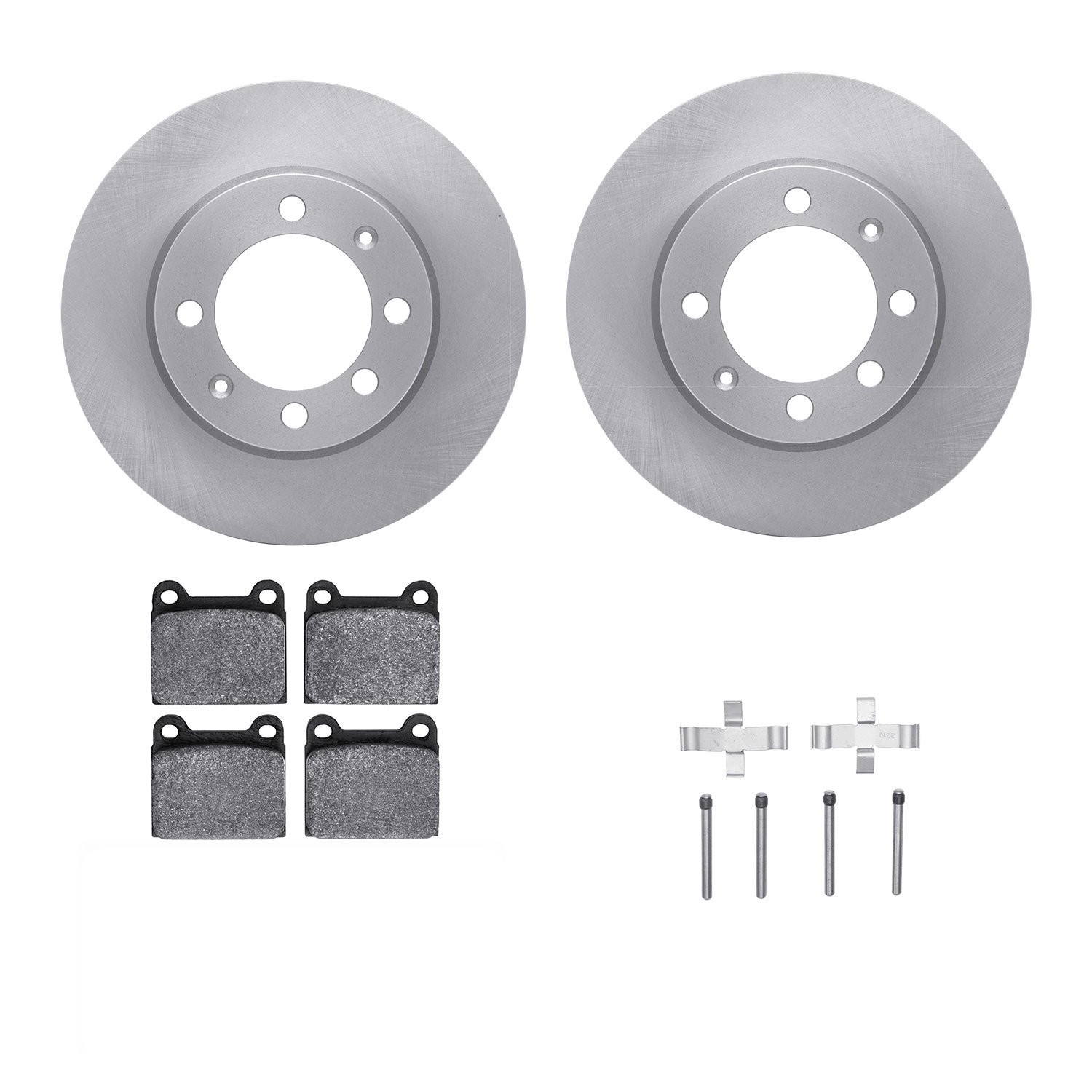 6312-65004 Brake Rotors with 3000-Series Ceramic Brake Pads Kit with Hardware, 1969-1973 GM, Position: Front