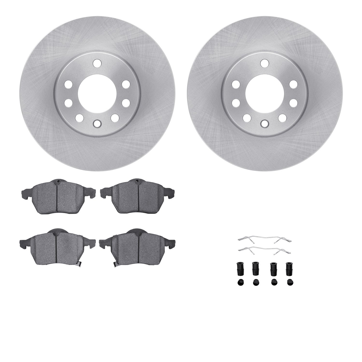 6312-65014 Brake Rotors with 3000-Series Ceramic Brake Pads Kit with Hardware, 1997-2006 GM, Position: Front