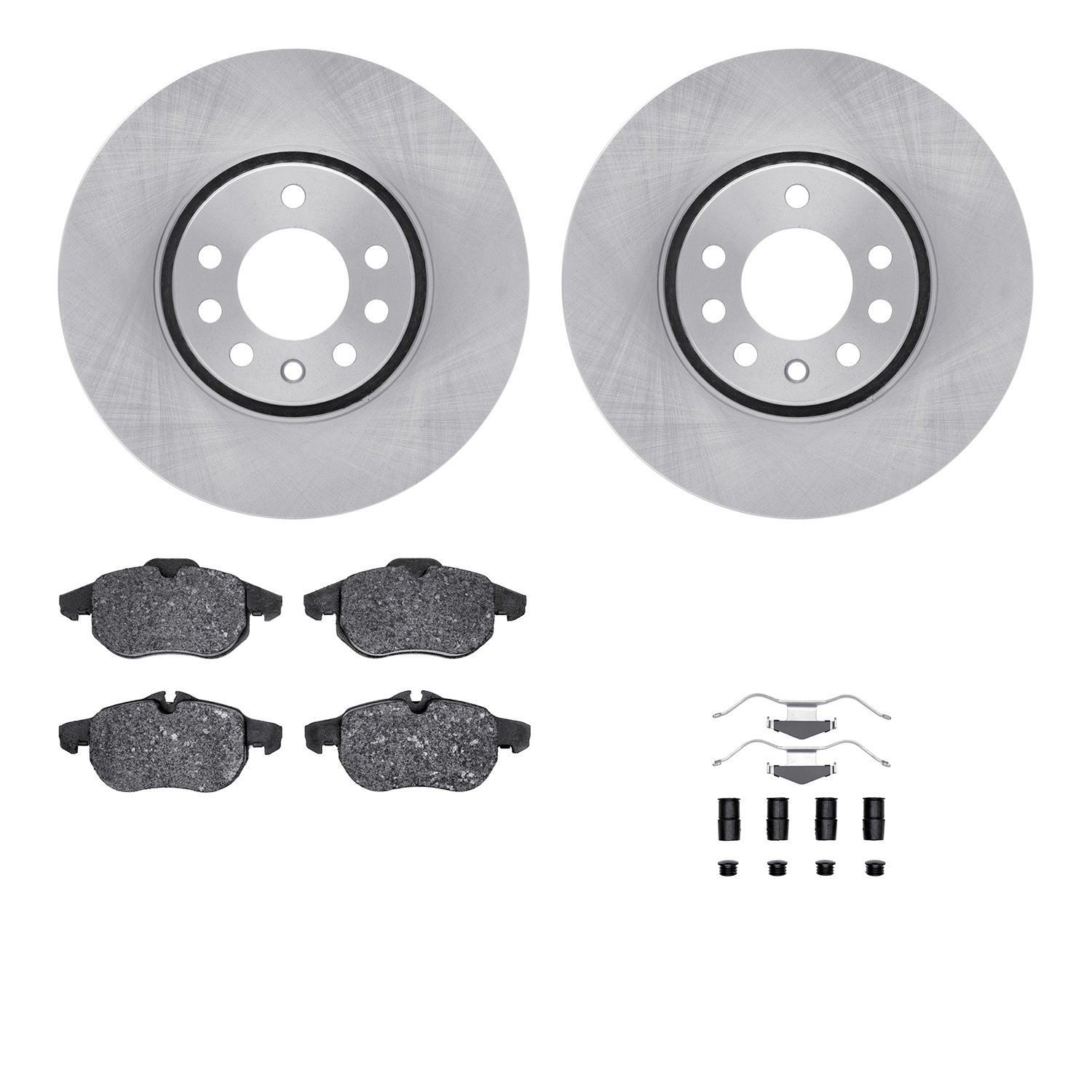 6312-65019 Brake Rotors with 3000-Series Ceramic Brake Pads Kit with Hardware, 2003-2005 GM, Position: Front