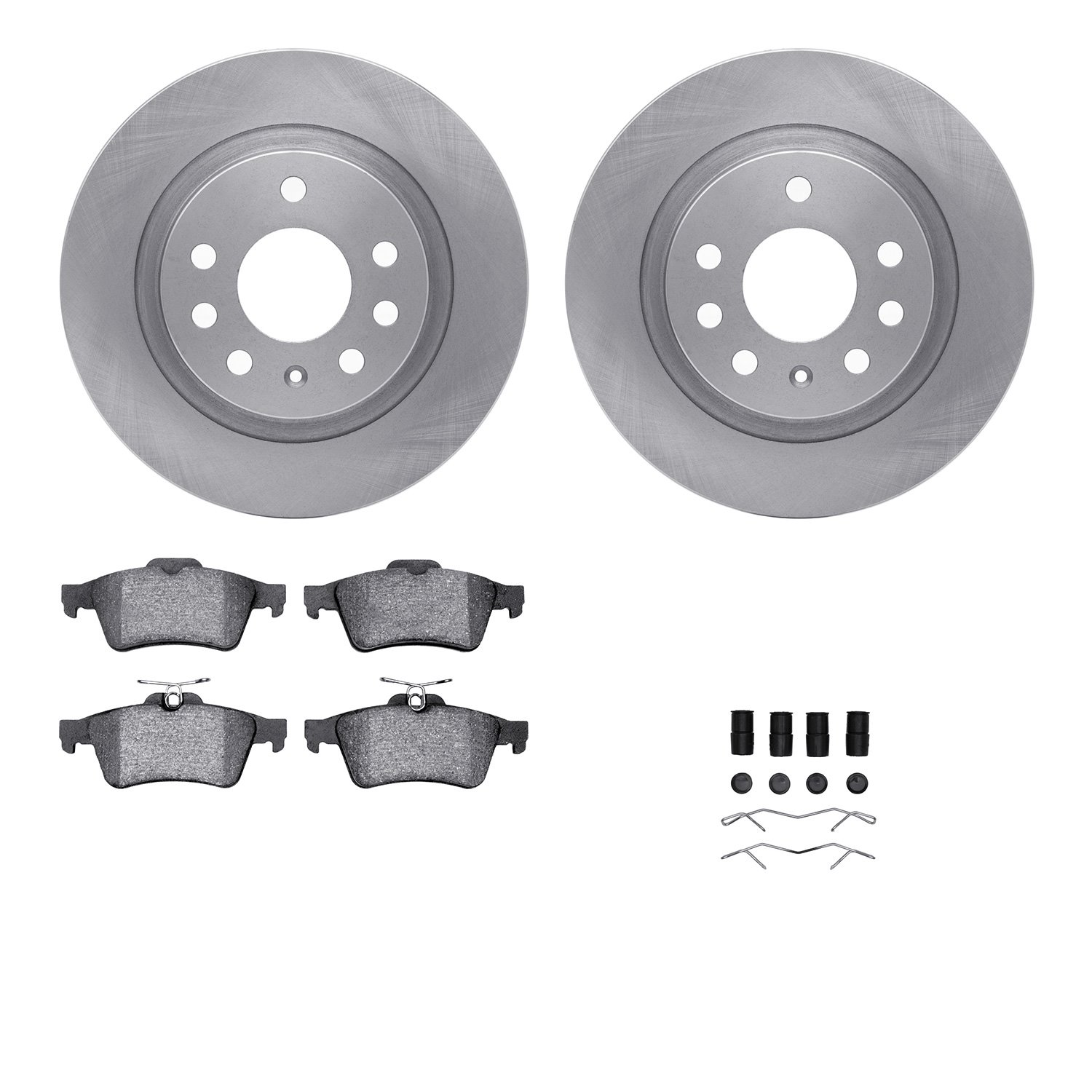 6312-65023 Brake Rotors with 3000-Series Ceramic Brake Pads Kit with Hardware, 2003-2011 GM, Position: Rear