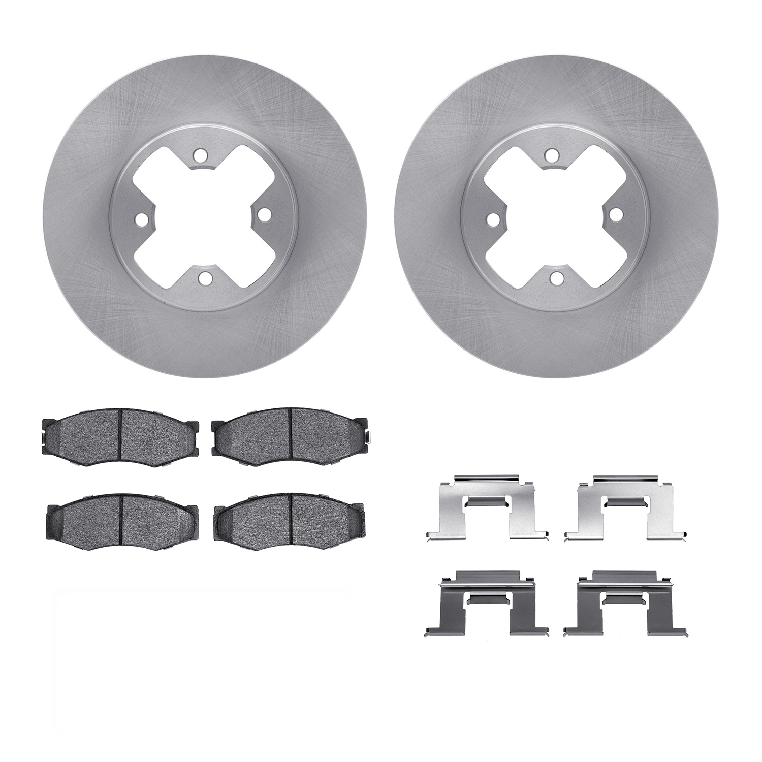 6312-67020 Brake Rotors with 3000-Series Ceramic Brake Pads Kit with Hardware, 1984-1985 Infiniti/Nissan, Position: Front