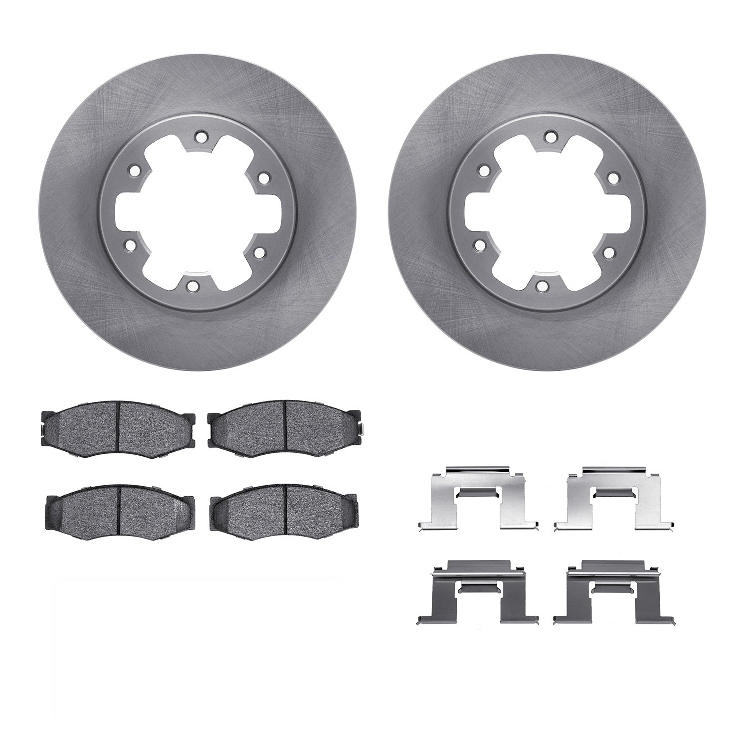 6312-67023 Brake Rotors with 3000-Series Ceramic Brake Pads Kit with Hardware, 1983-1985 Infiniti/Nissan, Position: Front