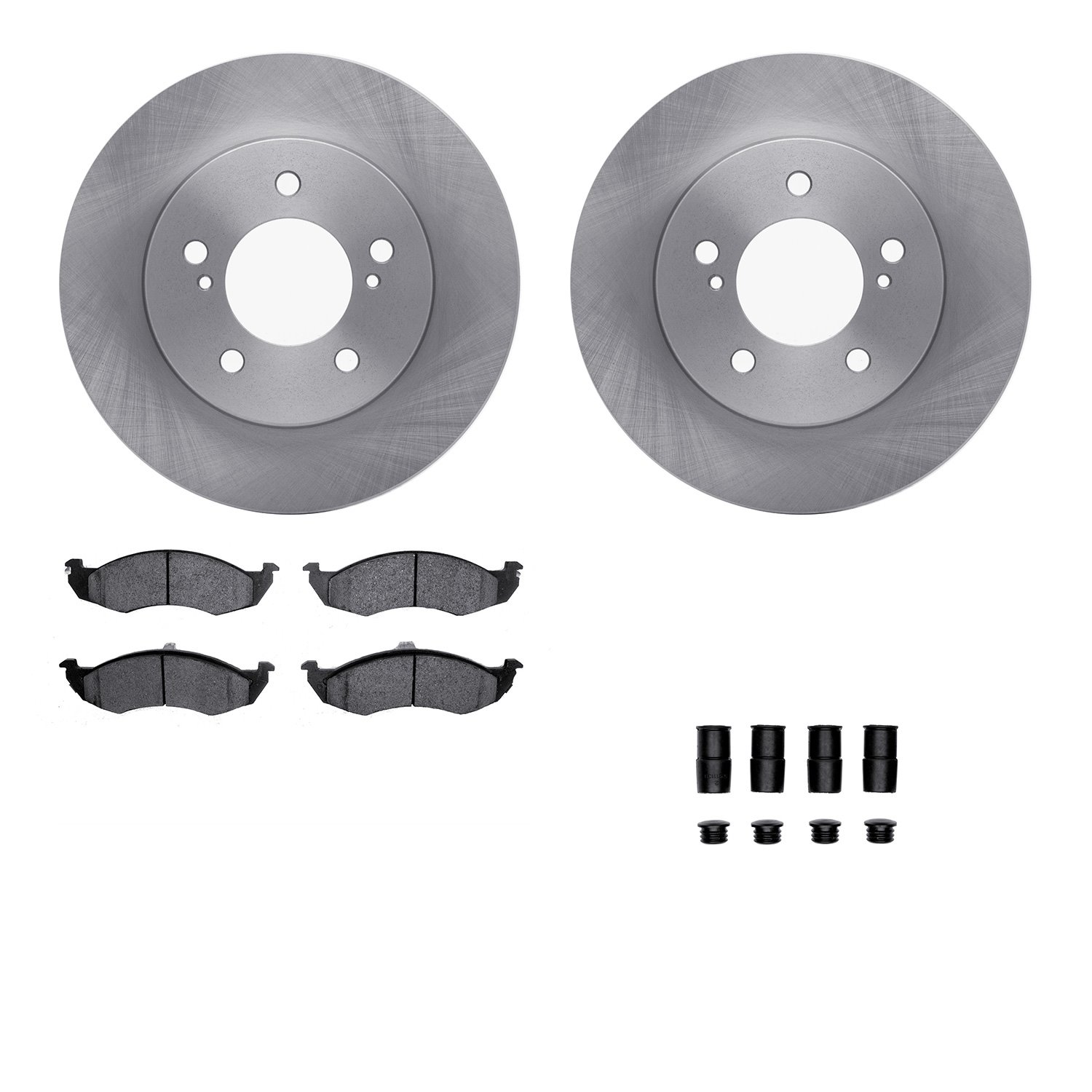 6312-67069 Brake Rotors with 3000-Series Ceramic Brake Pads Kit with Hardware, 1993-2002 Multiple Makes/Models, Position: Front