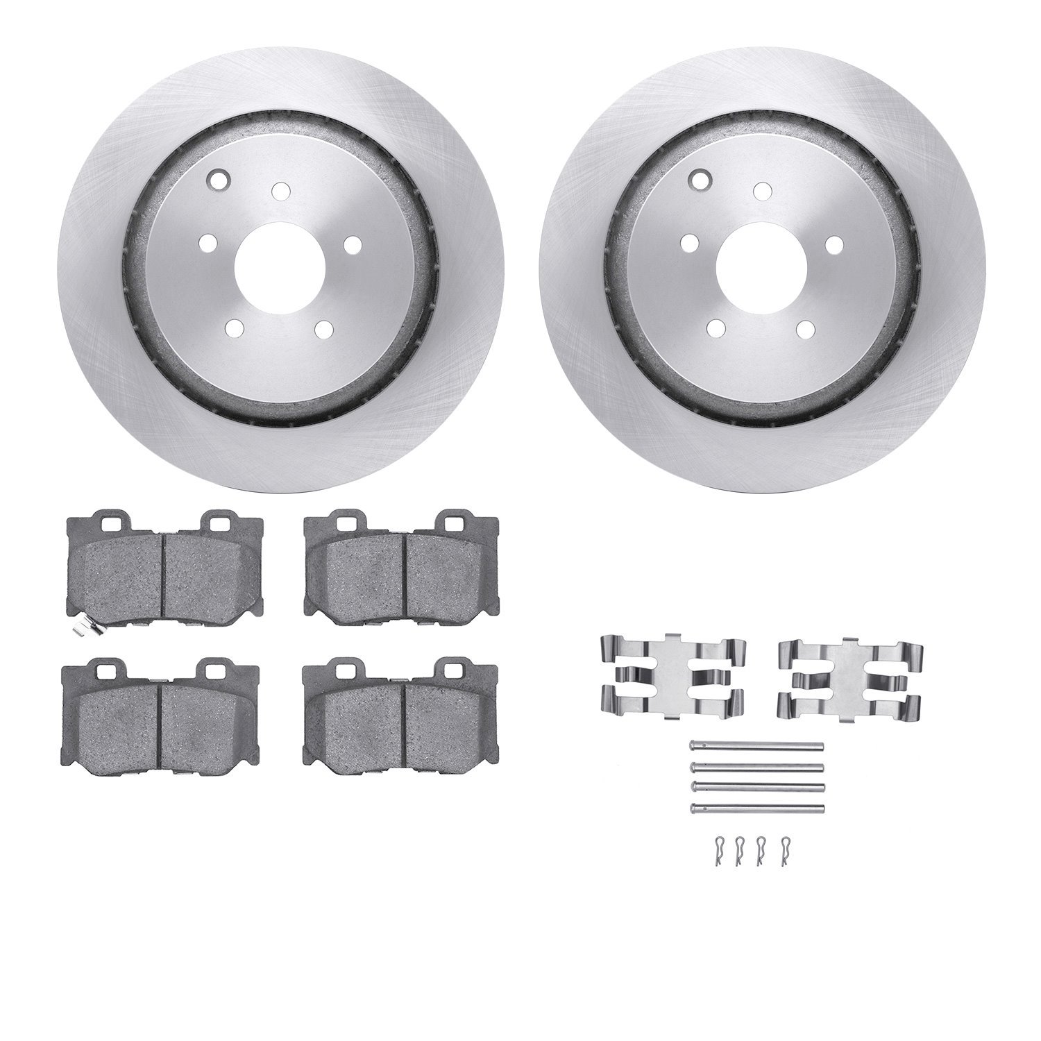 6312-68017 Brake Rotors with 3000-Series Ceramic Brake Pads Kit with Hardware, Fits Select Infiniti/Nissan, Position: Rear