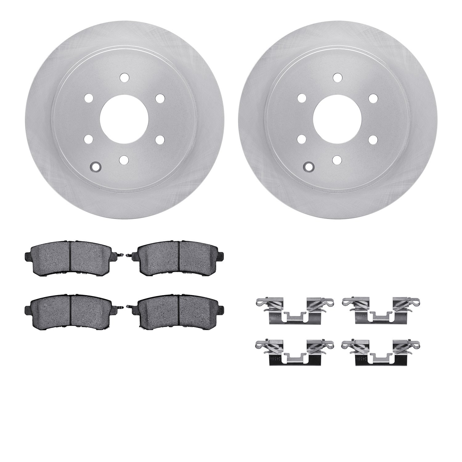 6312-68019 Brake Rotors with 3000-Series Ceramic Brake Pads Kit with Hardware, Fits Select Infiniti/Nissan, Position: Rear