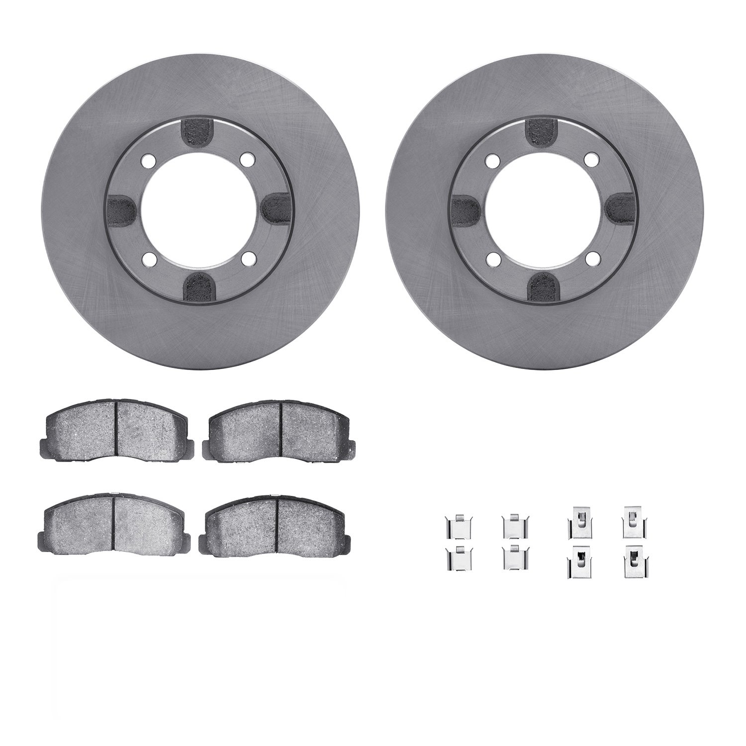 6312-72010 Brake Rotors with 3000-Series Ceramic Brake Pads Kit with Hardware, 1987-1991 Multiple Makes/Models, Position: Front