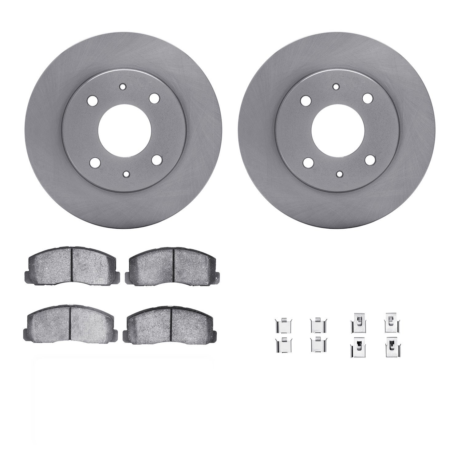 6312-72011 Brake Rotors with 3000-Series Ceramic Brake Pads Kit with Hardware, 1985-1991 Multiple Makes/Models, Position: Front