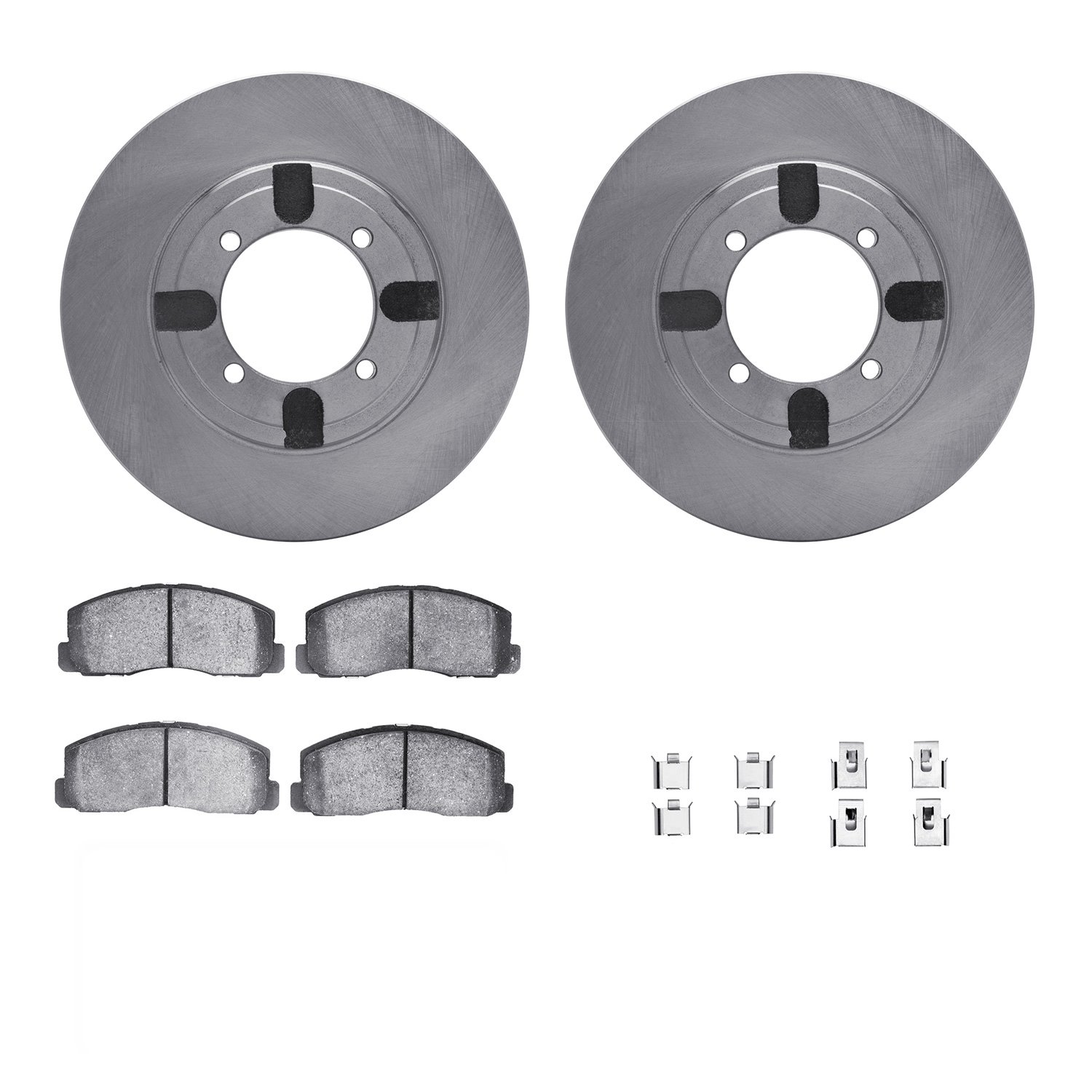6312-72013 Brake Rotors with 3000-Series Ceramic Brake Pads Kit with Hardware, 1984-1990 Multiple Makes/Models, Position: Front