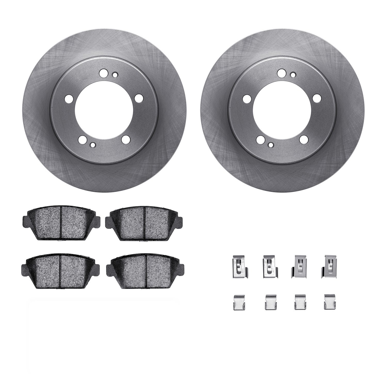 6312-72018 Brake Rotors with 3000-Series Ceramic Brake Pads Kit with Hardware, 1990-1994 Multiple Makes/Models, Position: Rear