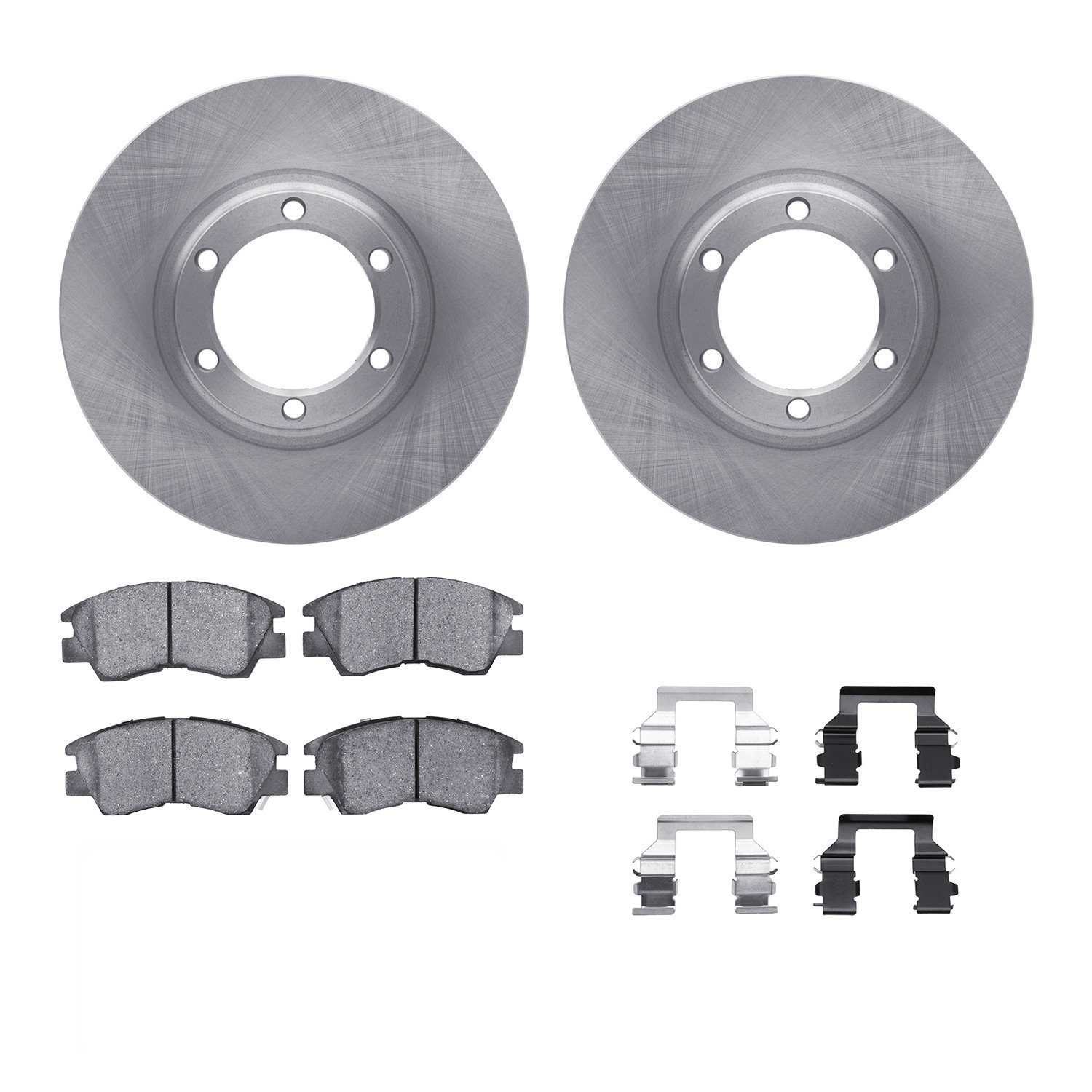 6312-72025 Brake Rotors with 3000-Series Ceramic Brake Pads Kit with Hardware, 1987-1989 Multiple Makes/Models, Position: Front