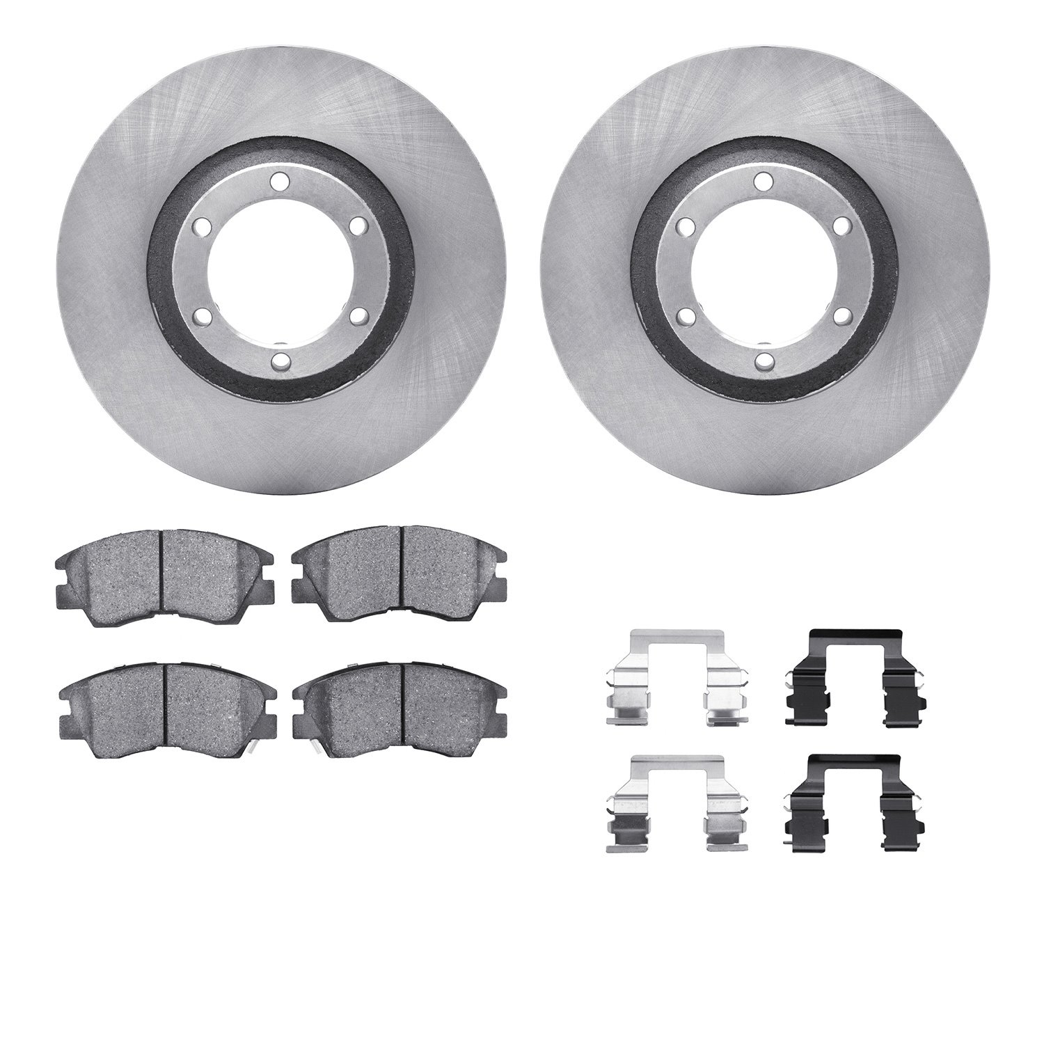 6312-72026 Brake Rotors with 3000-Series Ceramic Brake Pads Kit with Hardware, 1986-1995 Multiple Makes/Models, Position: Front