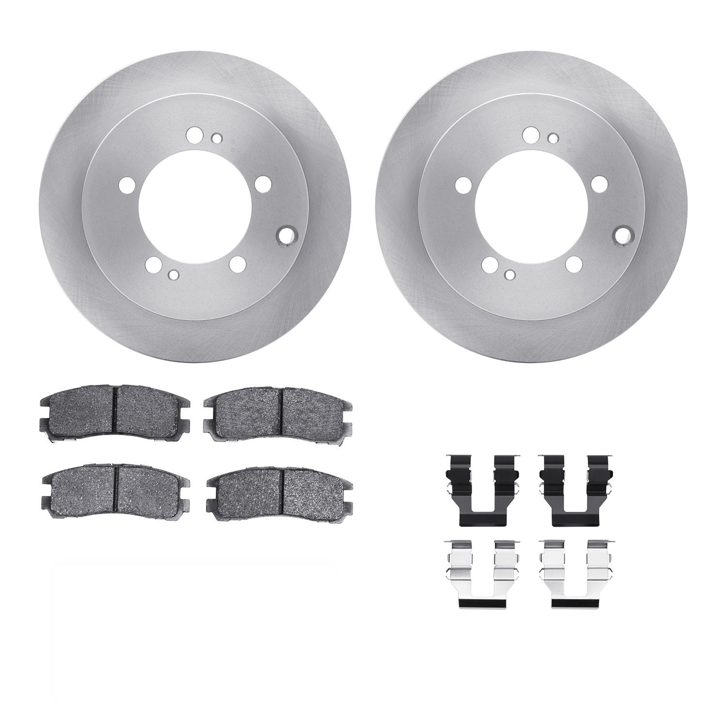 6312-72028 Brake Rotors with 3000-Series Ceramic Brake Pads Kit with Hardware, 1994-2005 Multiple Makes/Models, Position: Rear