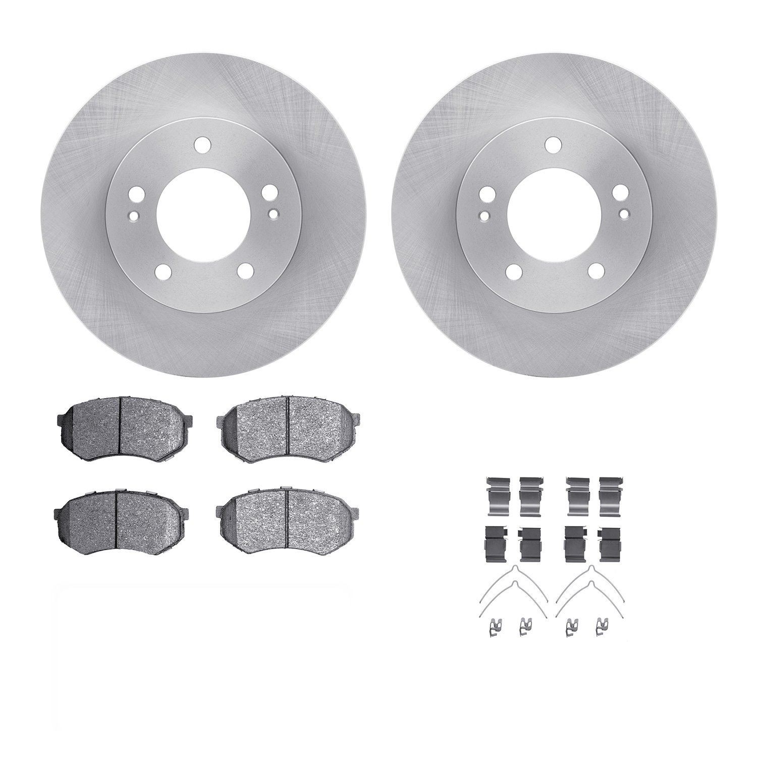 6312-72033 Brake Rotors with 3000-Series Ceramic Brake Pads Kit with Hardware, 1983-1989 Multiple Makes/Models, Position: Front