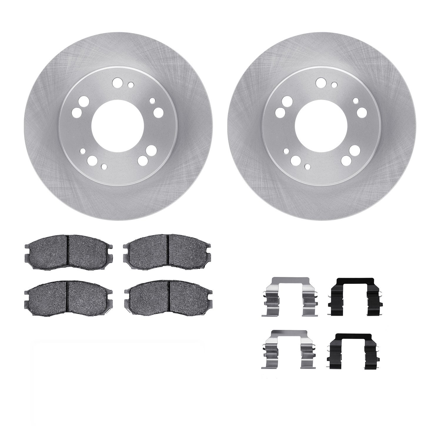 6312-72037 Brake Rotors with 3000-Series Ceramic Brake Pads Kit with Hardware, 1990-2005 Multiple Makes/Models, Position: Front