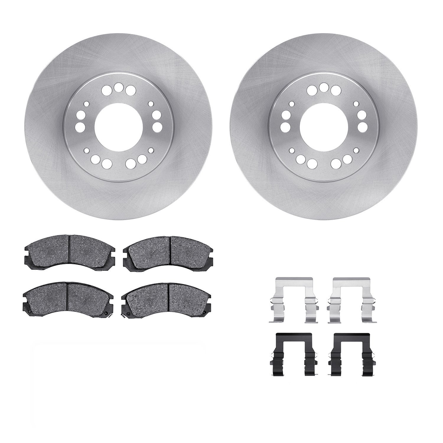 6312-72039 Brake Rotors with 3000-Series Ceramic Brake Pads Kit with Hardware, 1991-2004 Multiple Makes/Models, Position: Front