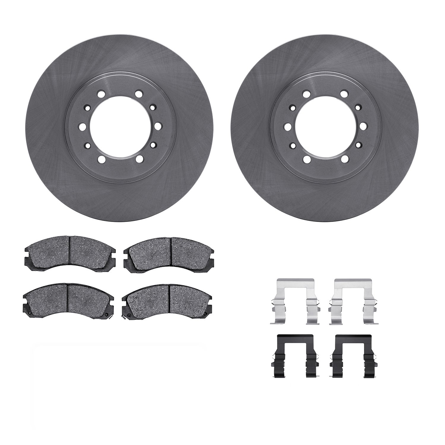 6312-72043 Brake Rotors with 3000-Series Ceramic Brake Pads Kit with Hardware, 1990-2004 Mitsubishi, Position: Front