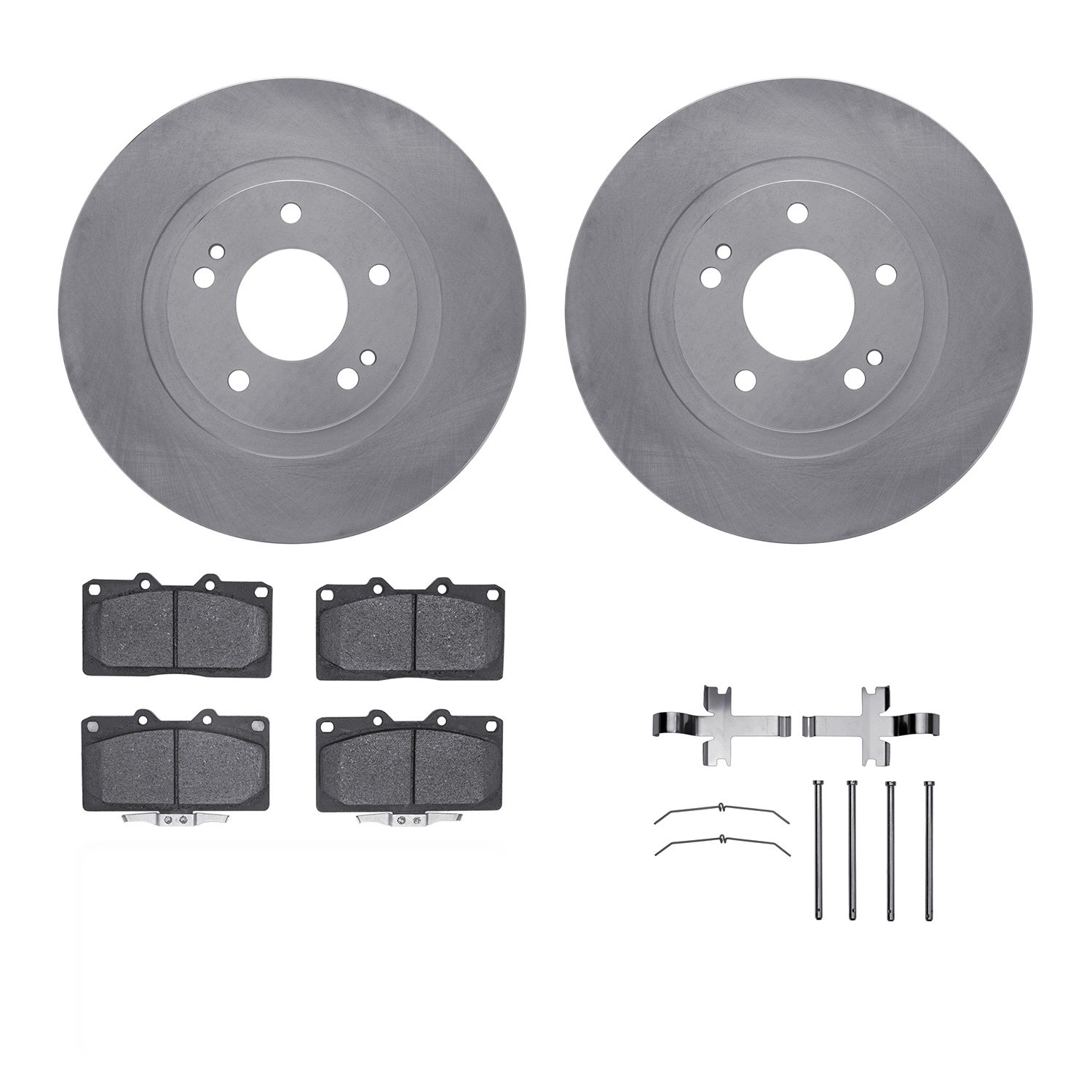 6312-72047 Brake Rotors with 3000-Series Ceramic Brake Pads Kit with Hardware, 1991-1993 Multiple Makes/Models, Position: Front