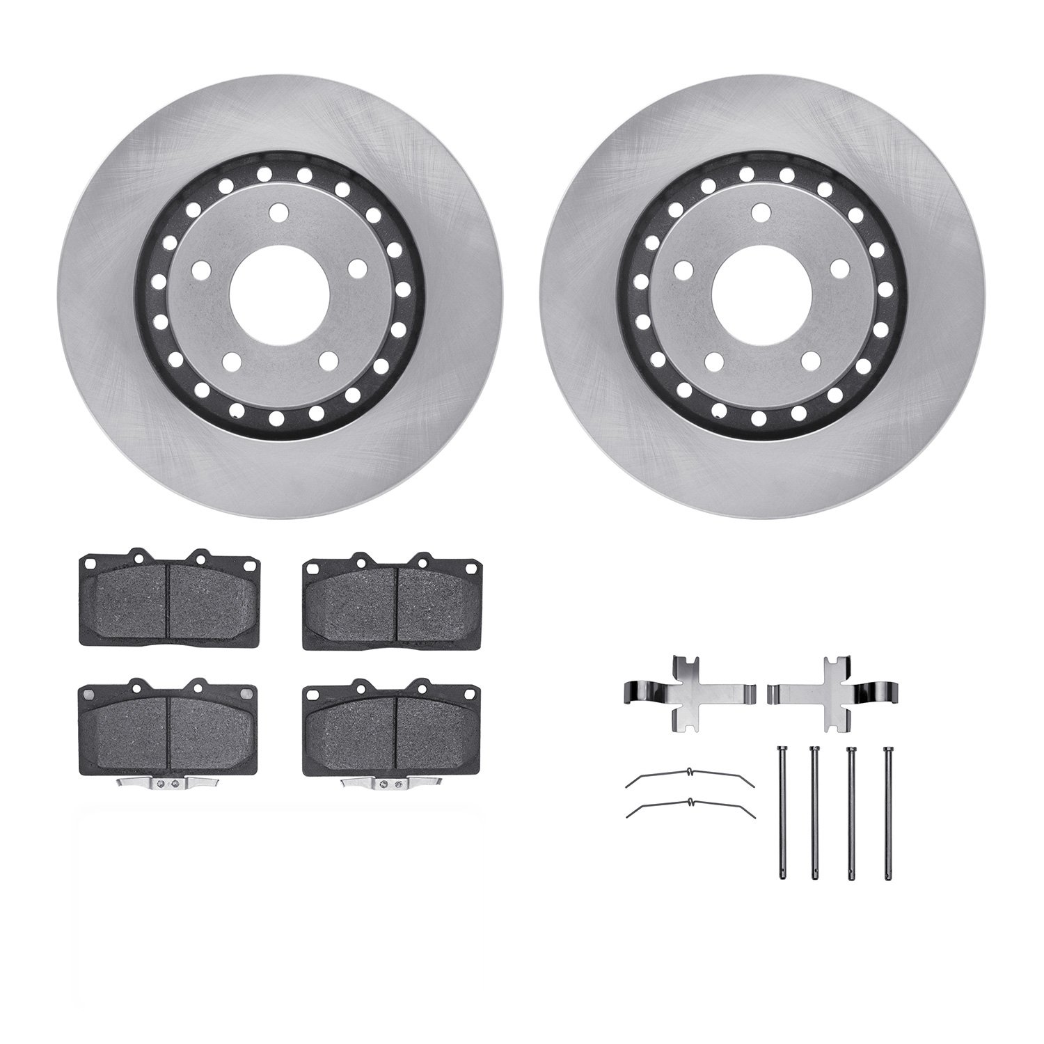 6312-72048 Brake Rotors with 3000-Series Ceramic Brake Pads Kit with Hardware, 1993-1999 Multiple Makes/Models, Position: Front