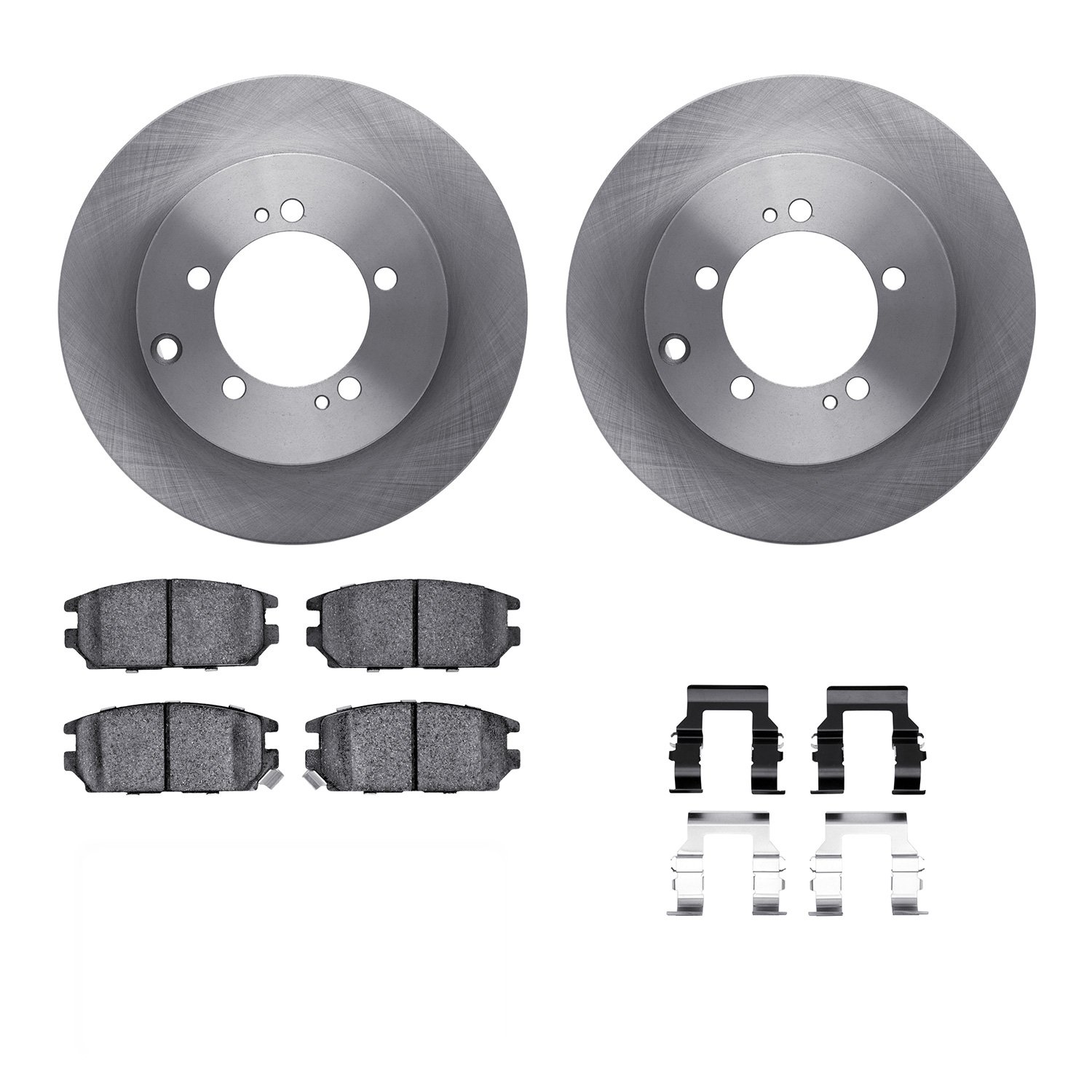 6312-72052 Brake Rotors with 3000-Series Ceramic Brake Pads Kit with Hardware, 1994-1995 Multiple Makes/Models, Position: Rear