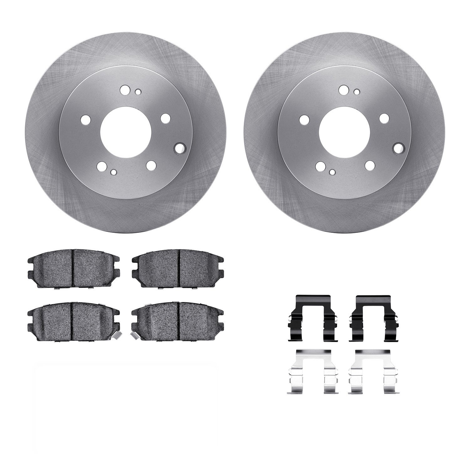 6312-72054 Brake Rotors with 3000-Series Ceramic Brake Pads Kit with Hardware, 2006-2012 Mitsubishi, Position: Rear