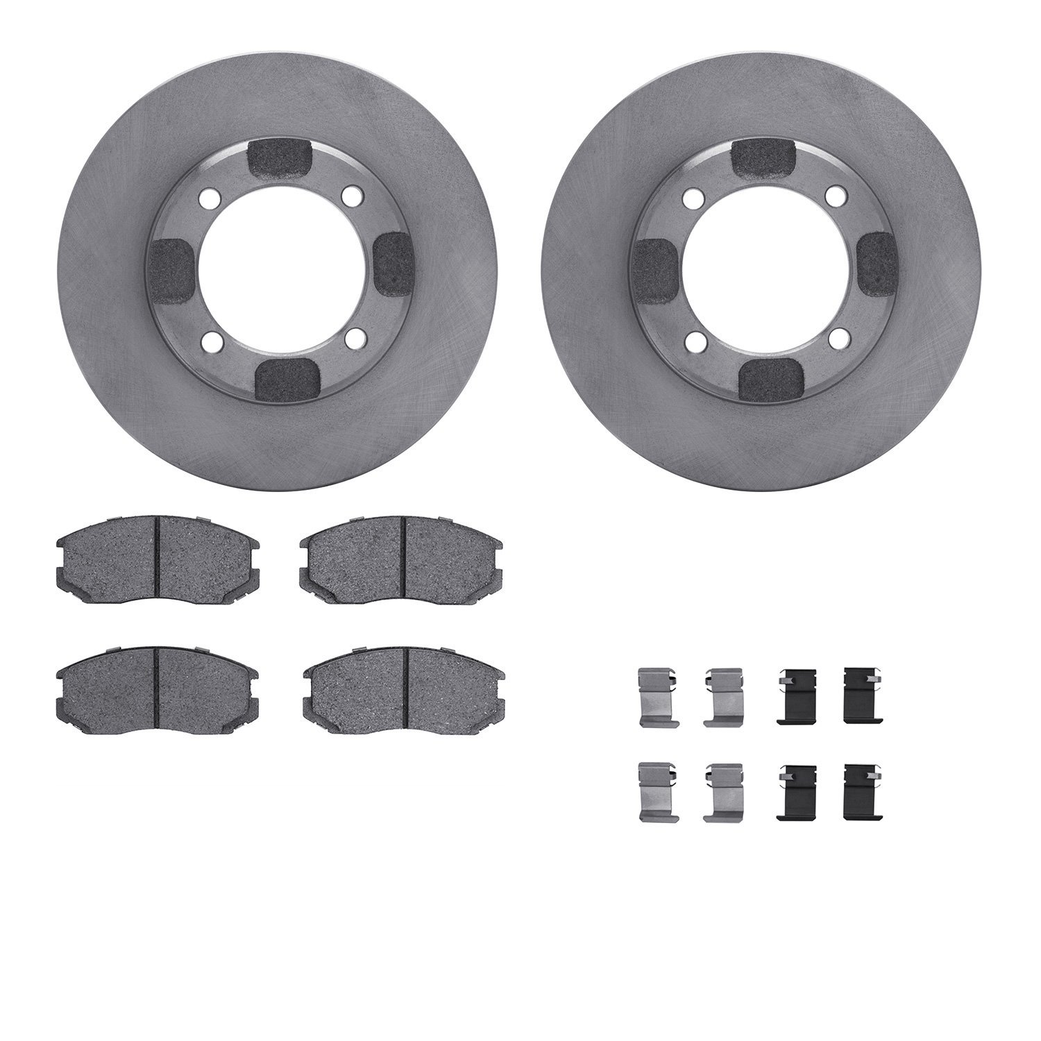 6312-72060 Brake Rotors with 3000-Series Ceramic Brake Pads Kit with Hardware, 1991-1992 Multiple Makes/Models, Position: Front