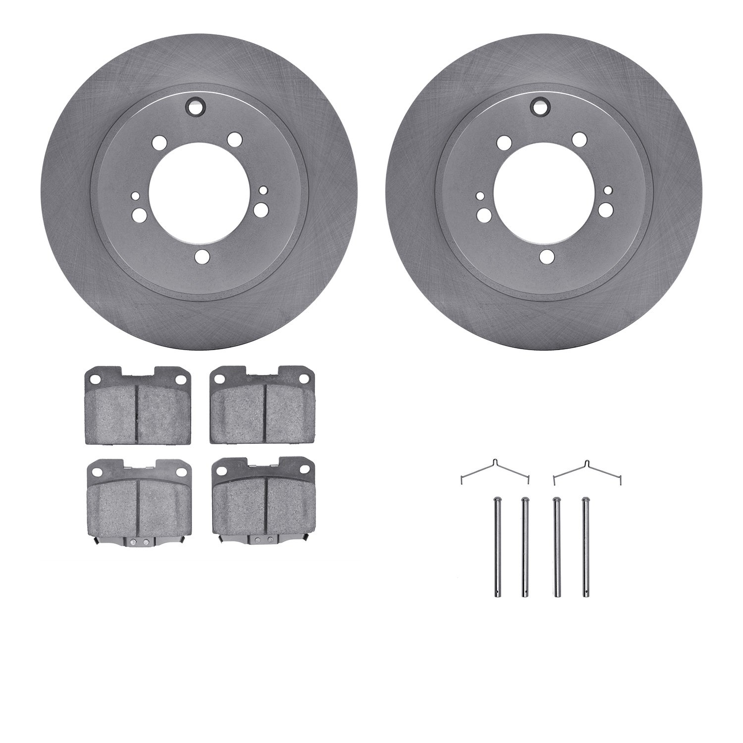 6312-72064 Brake Rotors with 3000-Series Ceramic Brake Pads Kit with Hardware, 1993-1999 Multiple Makes/Models, Position: Rear
