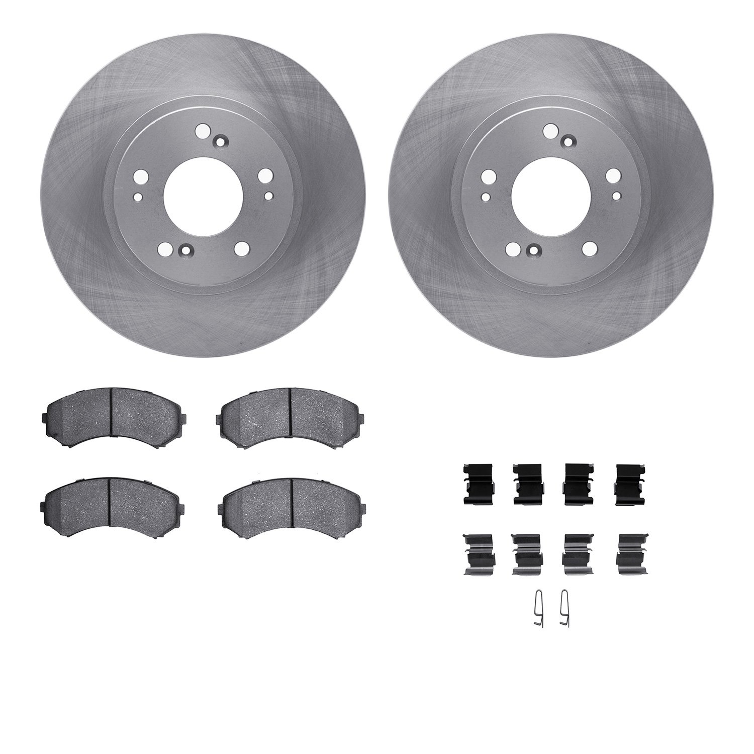 6312-72072 Brake Rotors with 3000-Series Ceramic Brake Pads Kit with Hardware, 2004-2011 Mitsubishi, Position: Front