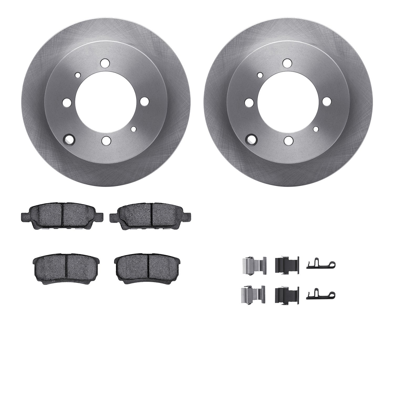 6312-72083 Brake Rotors with 3000-Series Ceramic Brake Pads Kit with Hardware, 2004-2004 Mitsubishi, Position: Rear