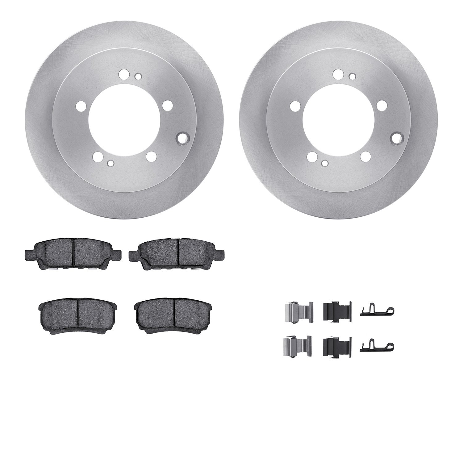 6312-72084 Brake Rotors with 3000-Series Ceramic Brake Pads Kit with Hardware, 2004-2007 Mitsubishi, Position: Rear