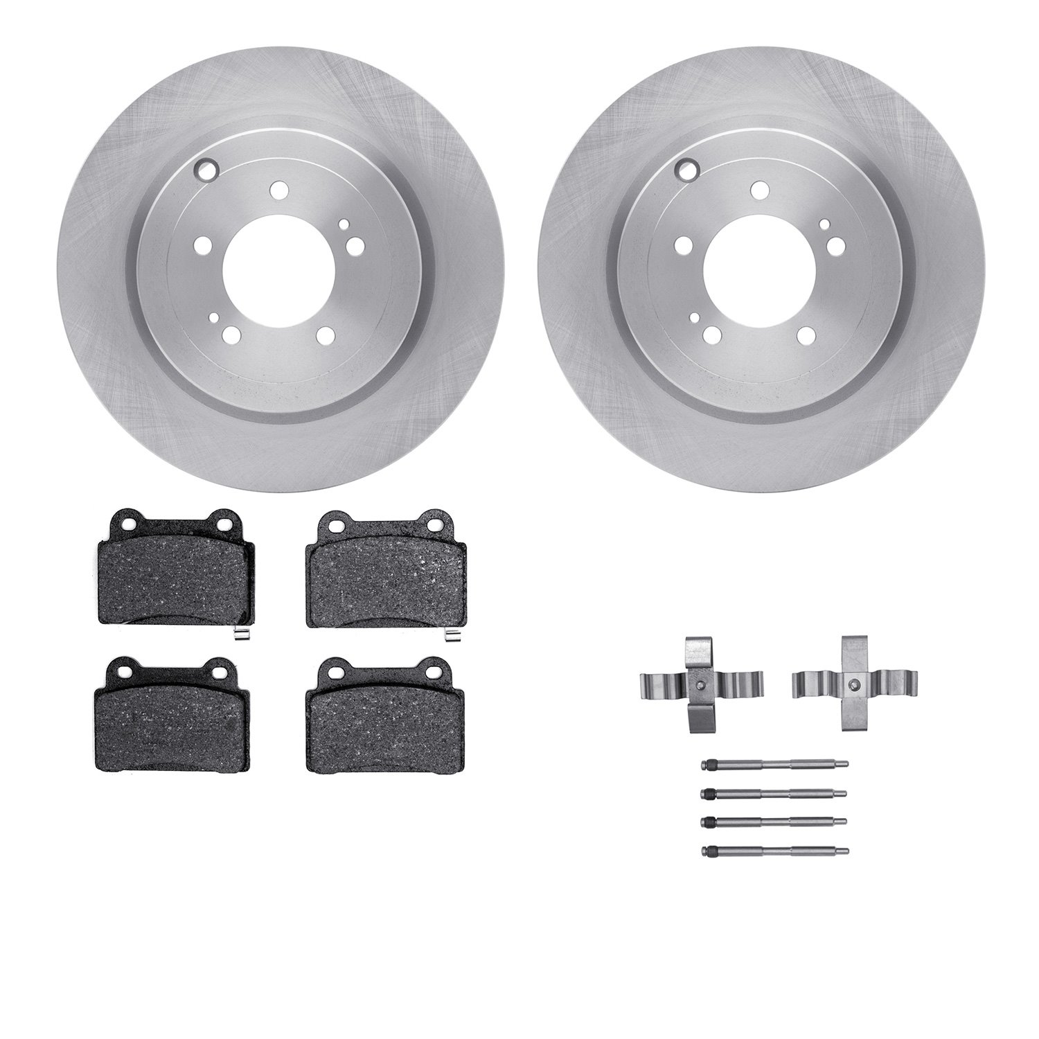 6312-72085 Brake Rotors with 3000-Series Ceramic Brake Pads Kit with Hardware, 2008-2015 Mitsubishi, Position: Rear