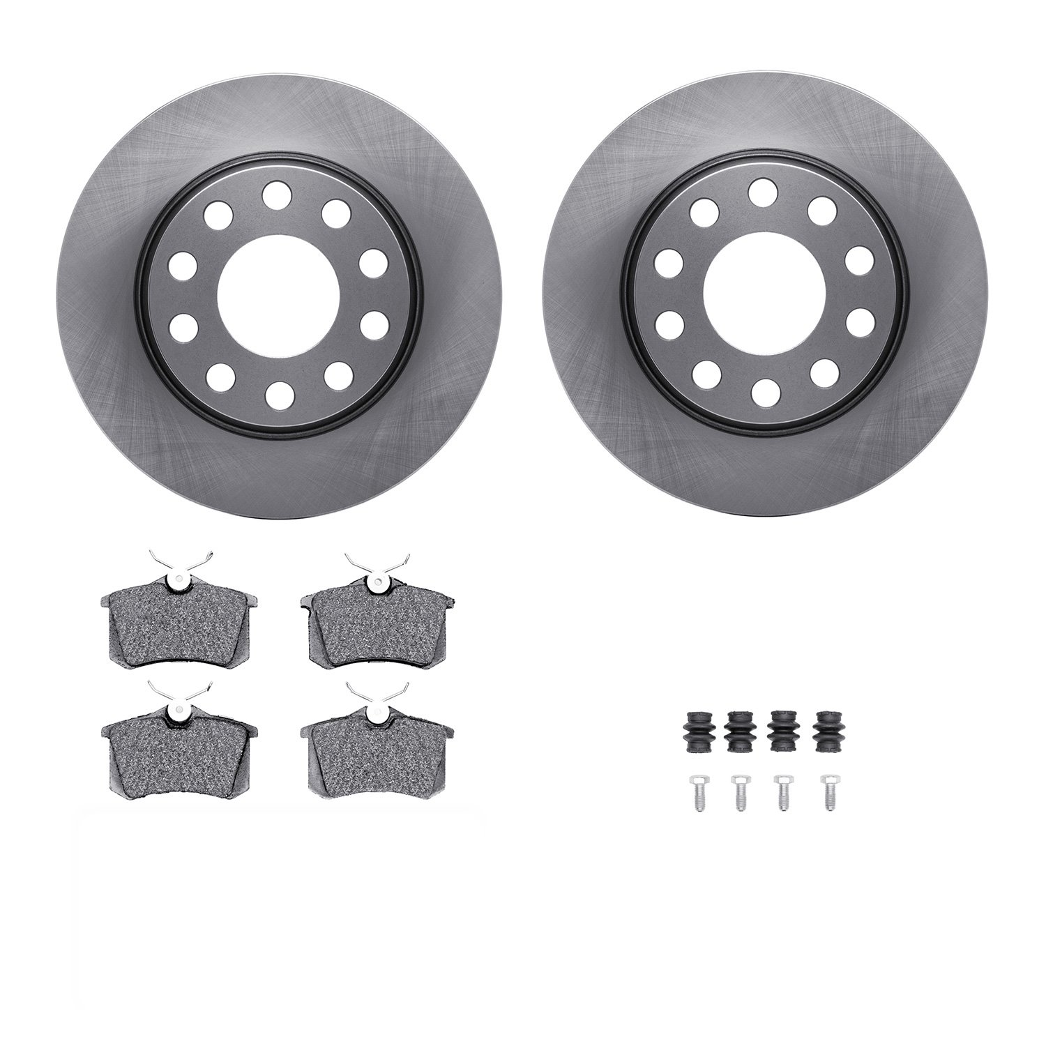 6312-73023 Brake Rotors with 3000-Series Ceramic Brake Pads Kit with Hardware, 2000-2008 Audi/Volkswagen, Position: Rear