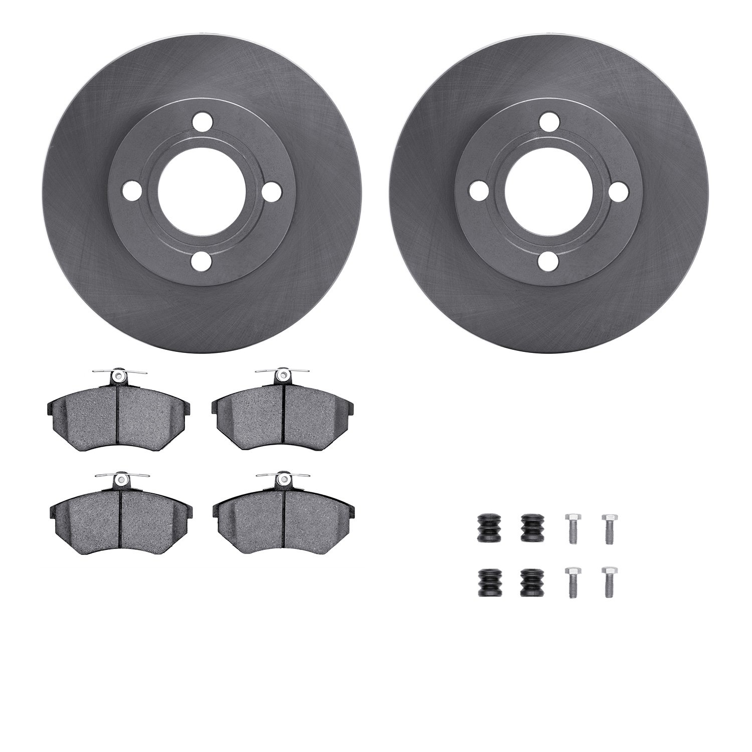 6312-73037 Brake Rotors with 3000-Series Ceramic Brake Pads Kit with Hardware, 1984-1987 Audi/Volkswagen, Position: Front