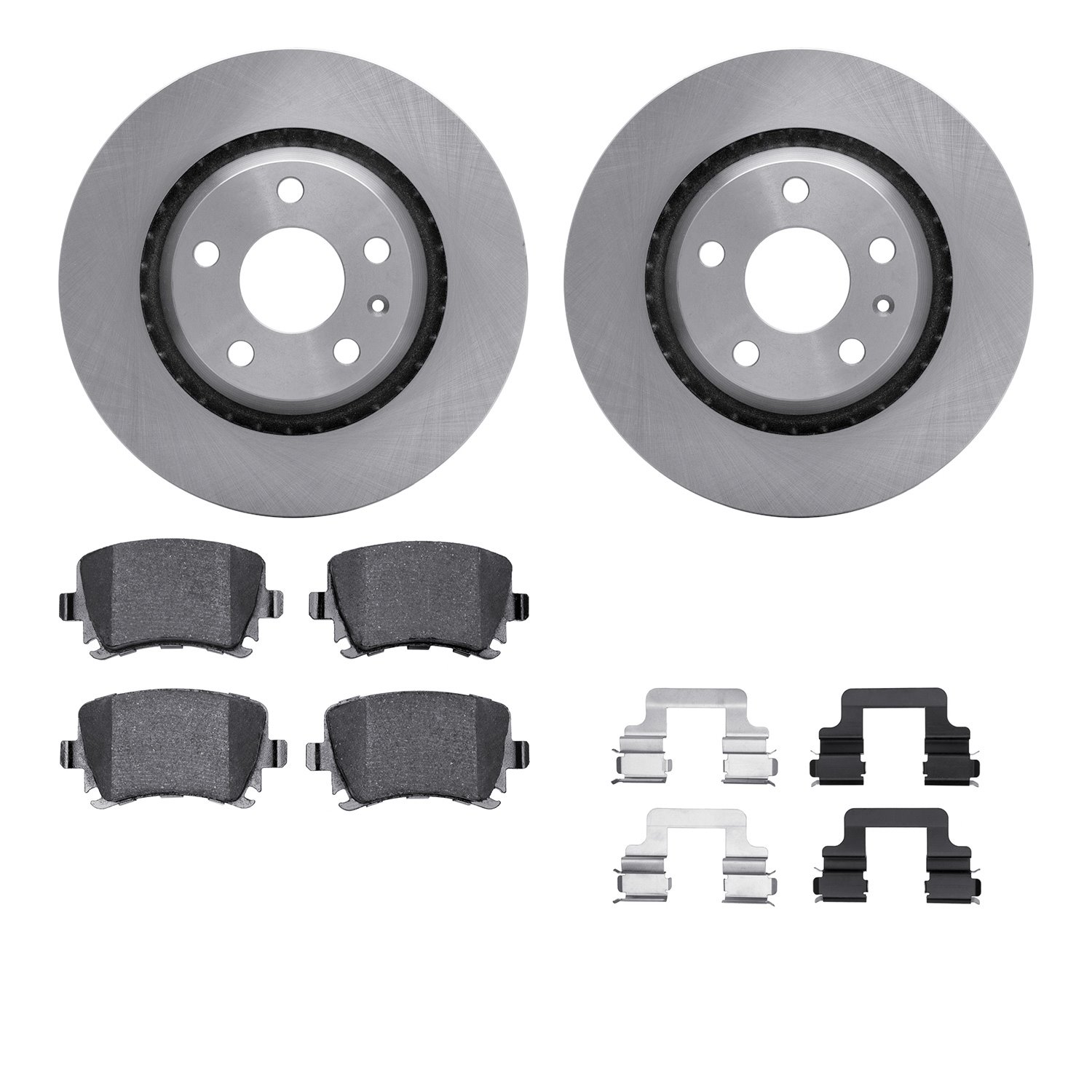 6312-73061 Brake Rotors with 3000-Series Ceramic Brake Pads Kit with Hardware, 2008-2015 Audi/Volkswagen, Position: Rear