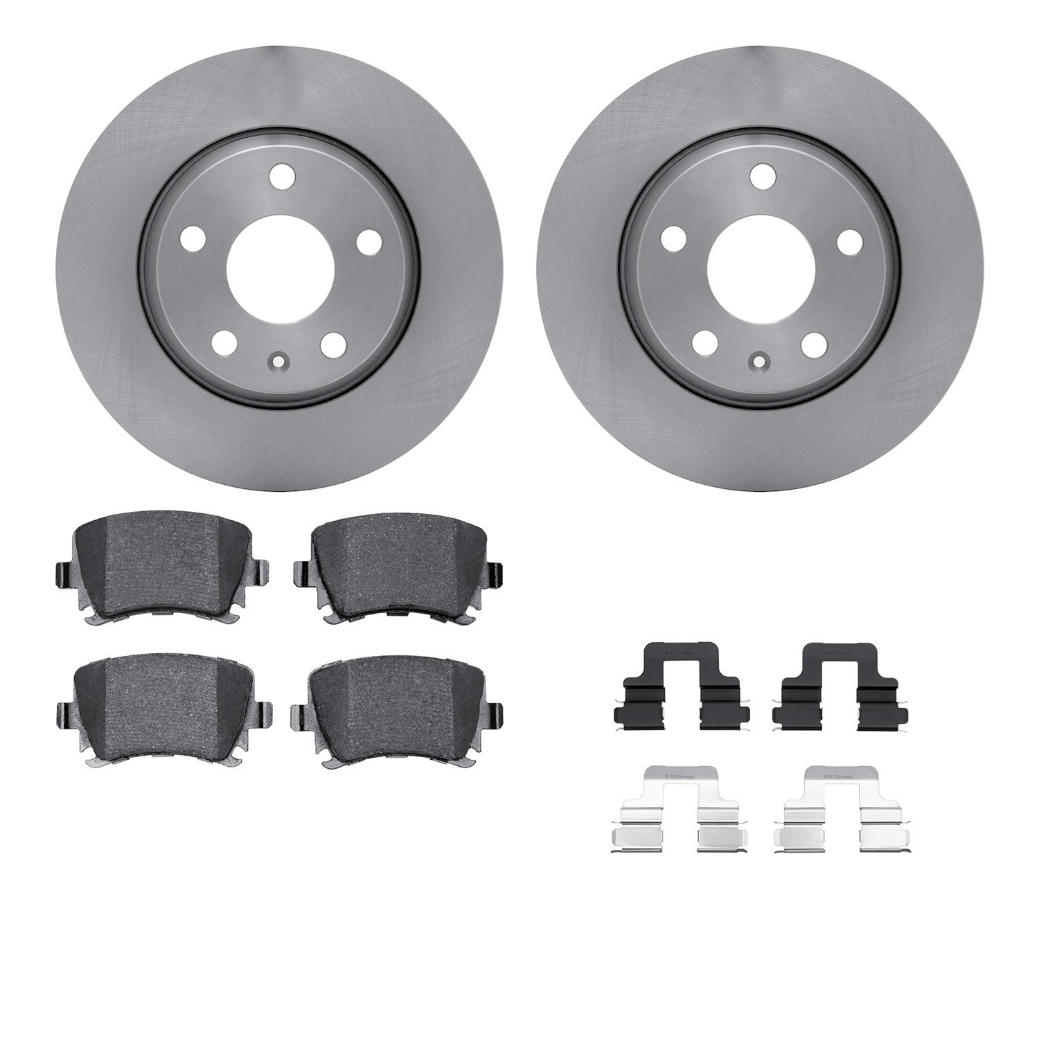 6312-73064 Brake Rotors with 3000-Series Ceramic Brake Pads Kit with Hardware, 2008-2015 Audi/Volkswagen, Position: Rear