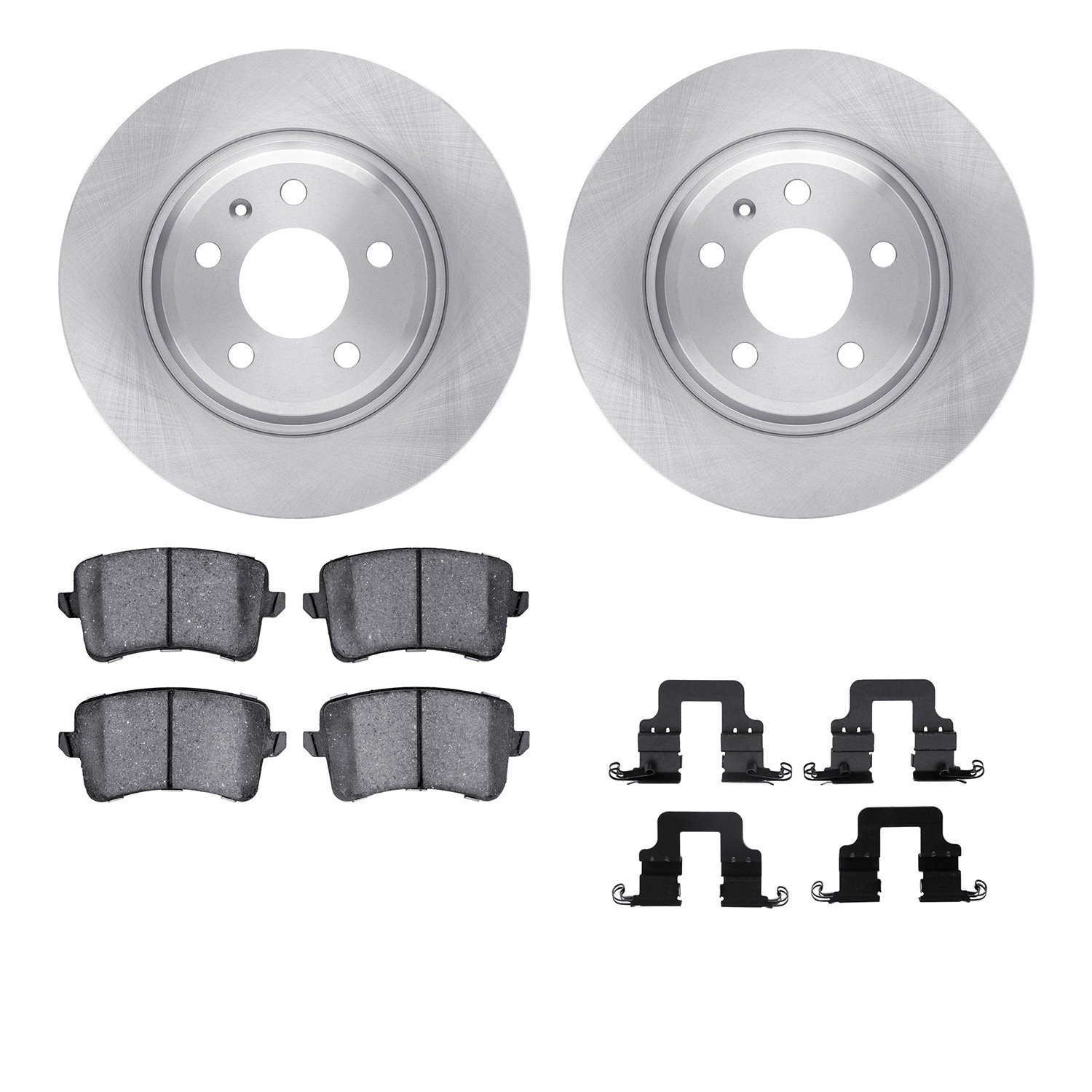 6312-73075 Brake Rotors with 3000-Series Ceramic Brake Pads Kit with Hardware, 2008-2017 Audi/Volkswagen, Position: Rear