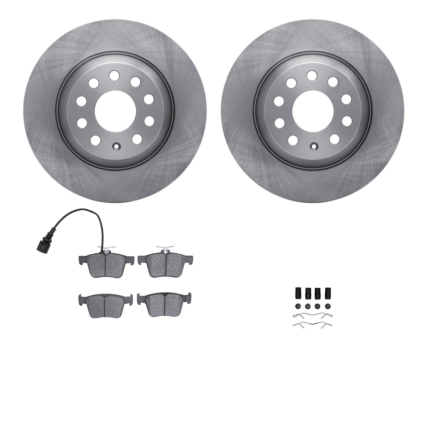 6312-73088 Brake Rotors with 3000-Series Ceramic Brake Pads Kit with Hardware, Fits Select Audi/Volkswagen, Position: Rear