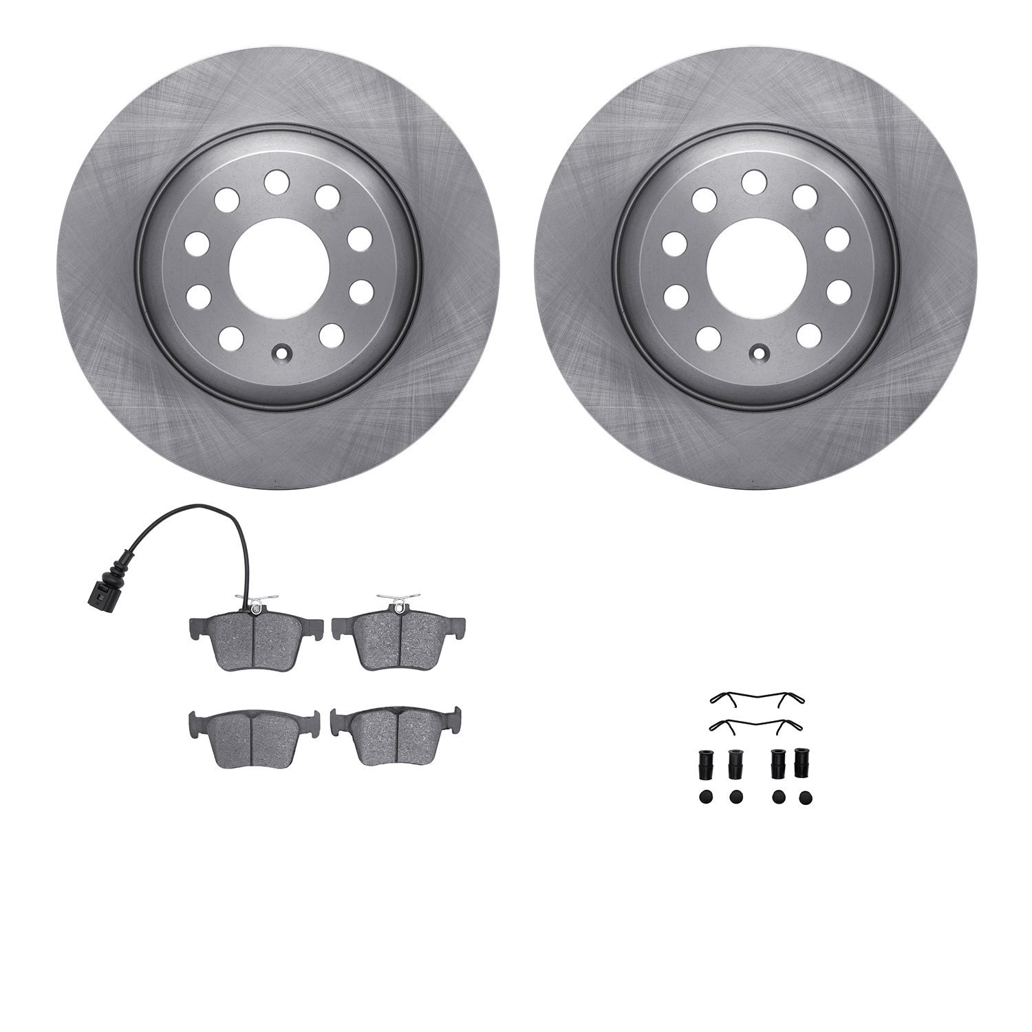 6312-73089 Brake Rotors with 3000-Series Ceramic Brake Pads Kit with Hardware, Fits Select Audi/Volkswagen, Position: Rear