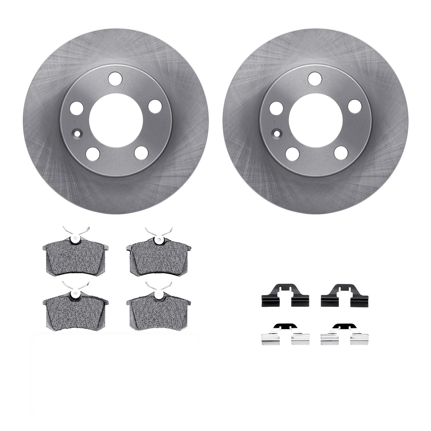 6312-74030 Brake Rotors with 3000-Series Ceramic Brake Pads Kit with Hardware, 1999-2015 Audi/Volkswagen, Position: Rear