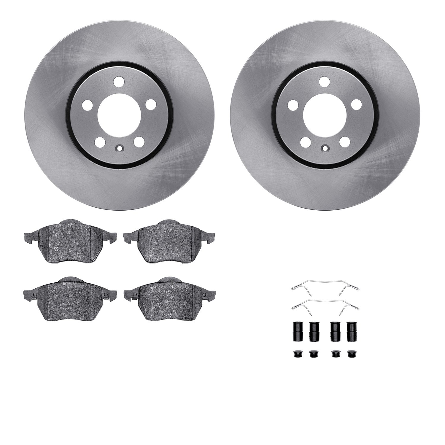 6312-74052 Brake Rotors with 3000-Series Ceramic Brake Pads Kit with Hardware, 1998-1999 Audi/Volkswagen, Position: Front