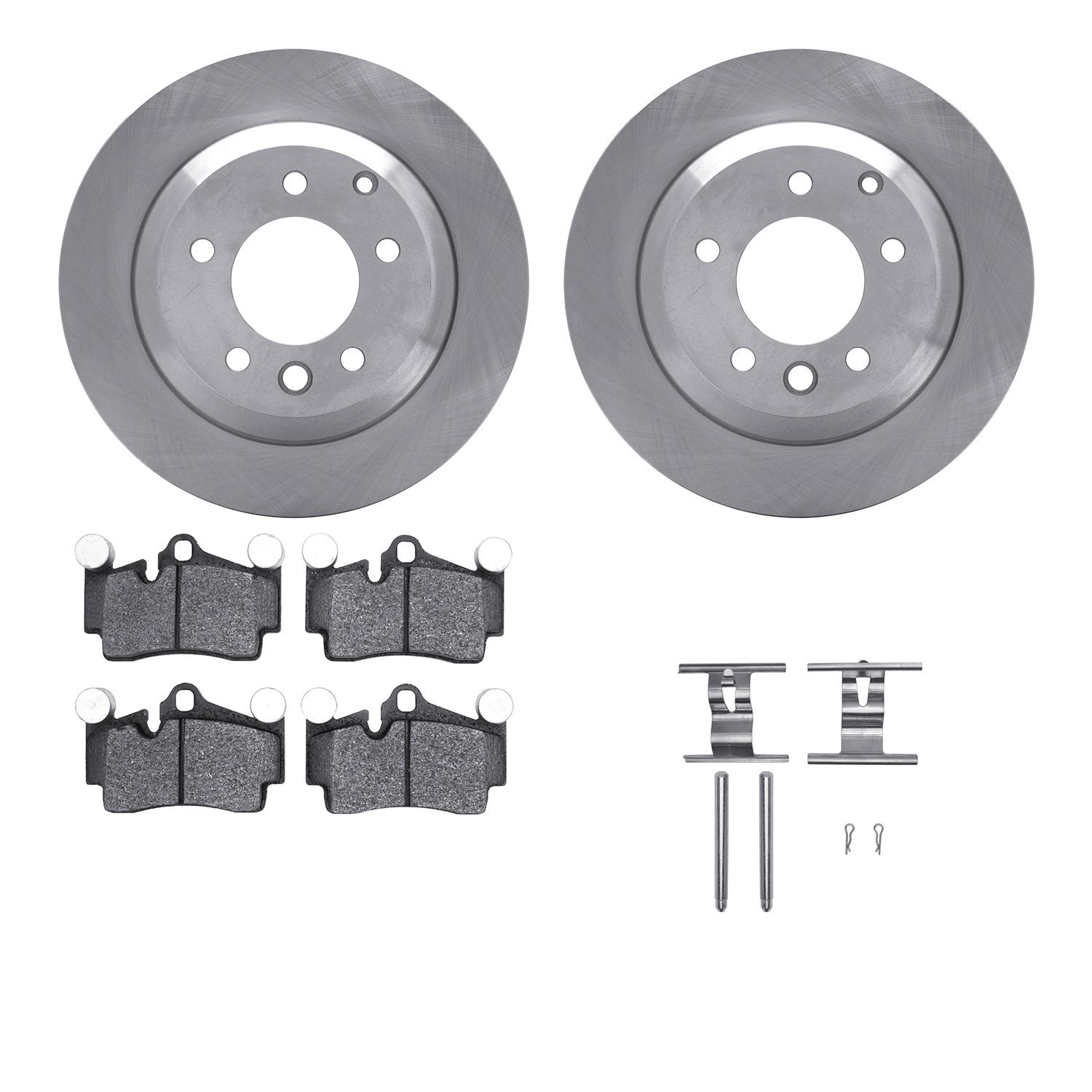 6312-74077 Brake Rotors with 3000-Series Ceramic Brake Pads Kit with Hardware, 2003-2015 Multiple Makes/Models, Position: Rear