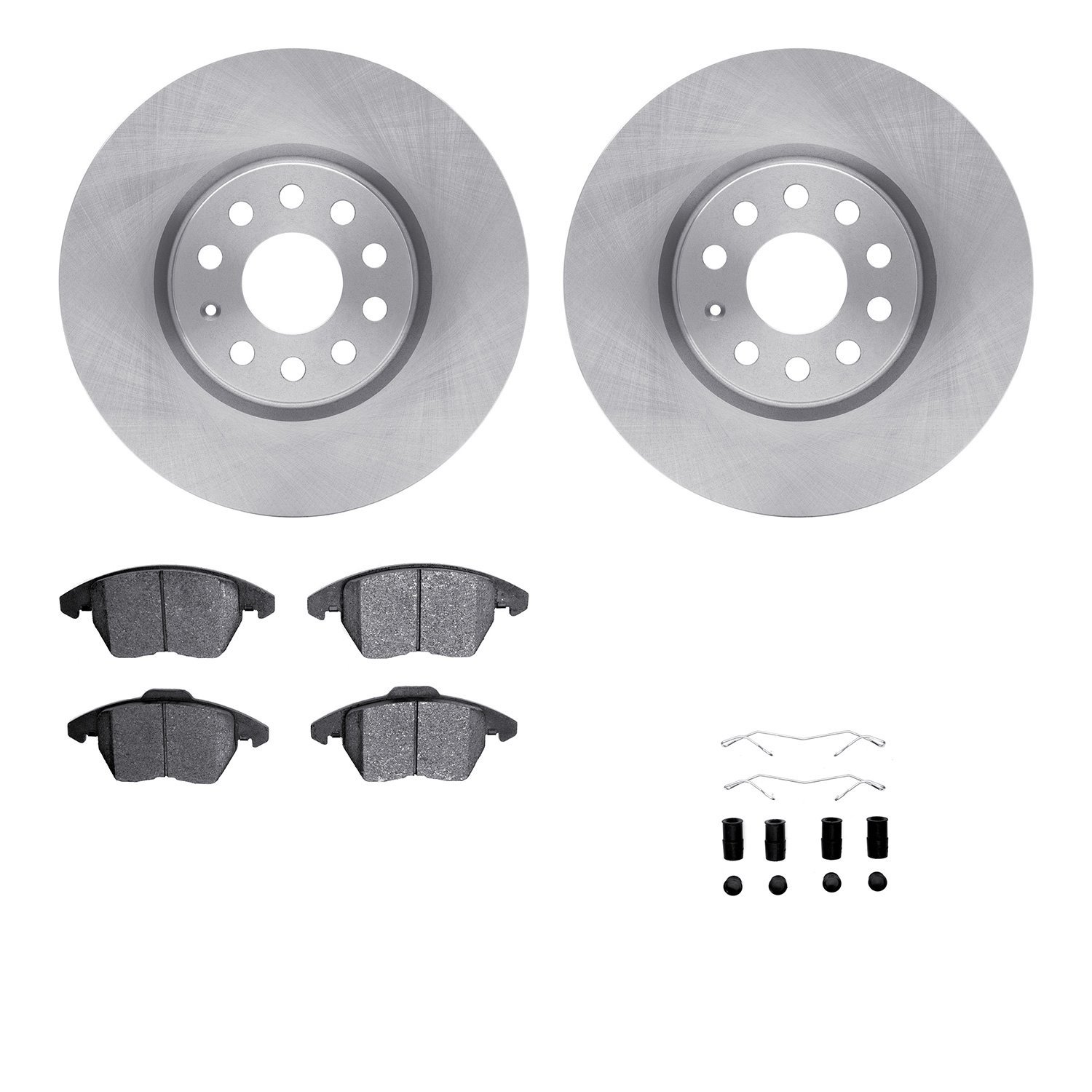 6312-74080 Brake Rotors with 3000-Series Ceramic Brake Pads Kit with Hardware, 2005-2017 Audi/Volkswagen, Position: Front