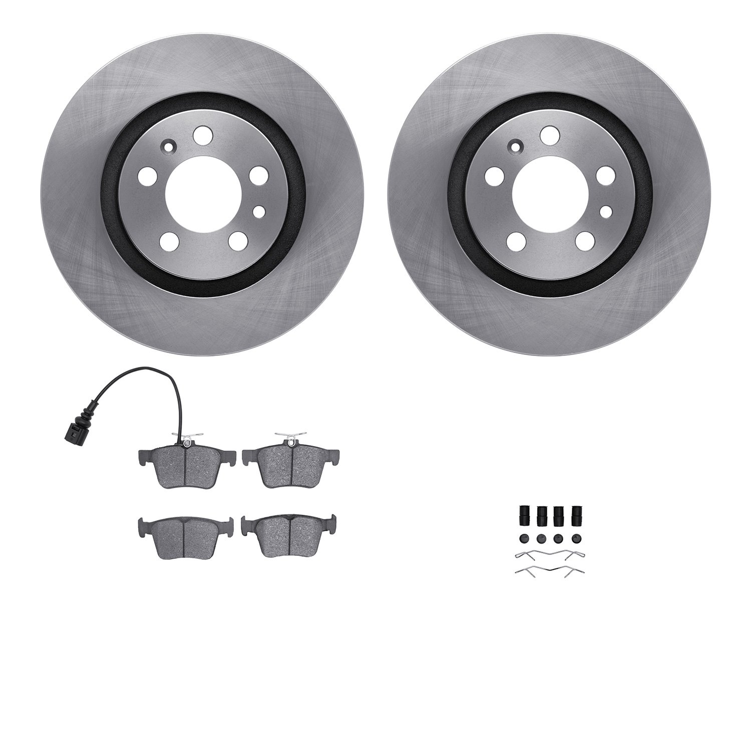 6312-74091 Brake Rotors with 3000-Series Ceramic Brake Pads Kit with Hardware, Fits Select Audi/Volkswagen, Position: Rear