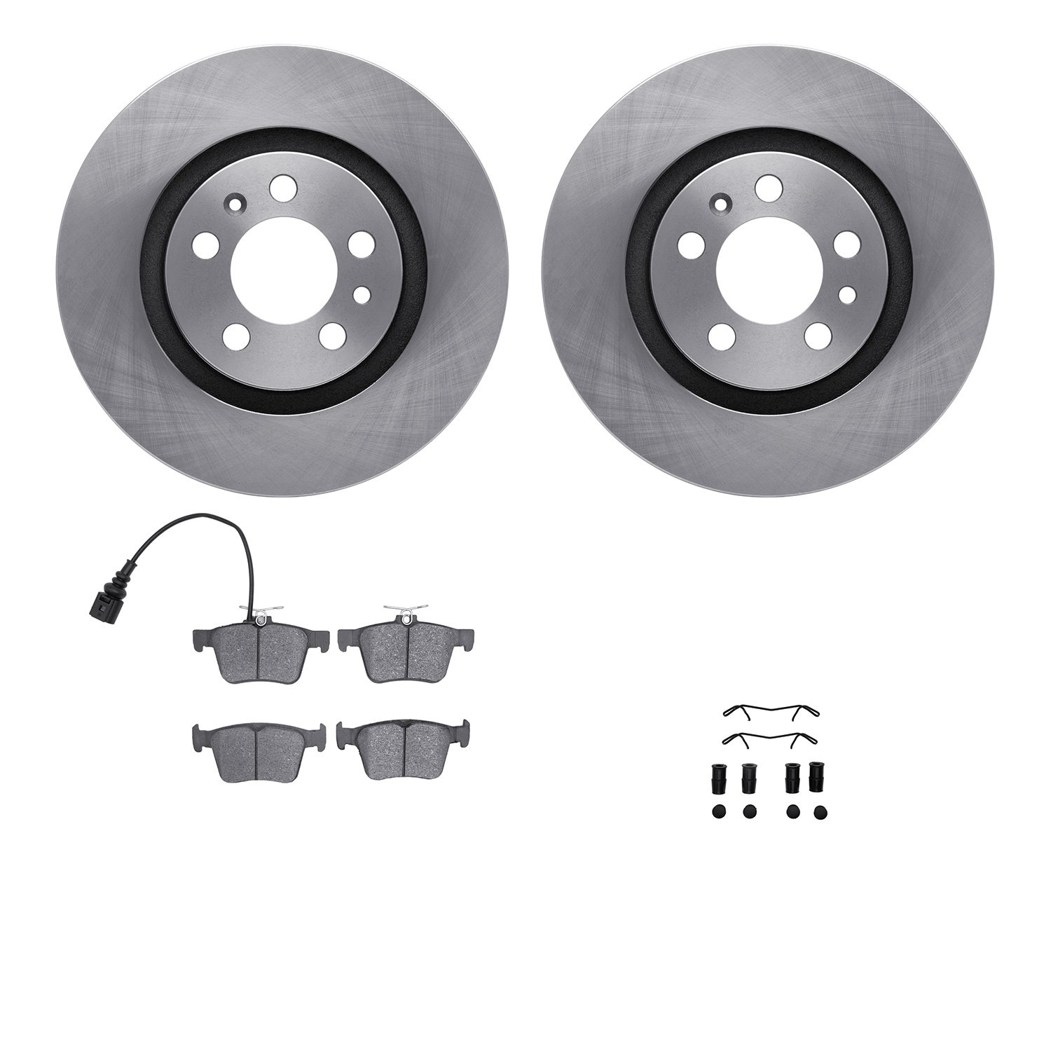 6312-74093 Brake Rotors with 3000-Series Ceramic Brake Pads Kit with Hardware, Fits Select Audi/Volkswagen, Position: Rear